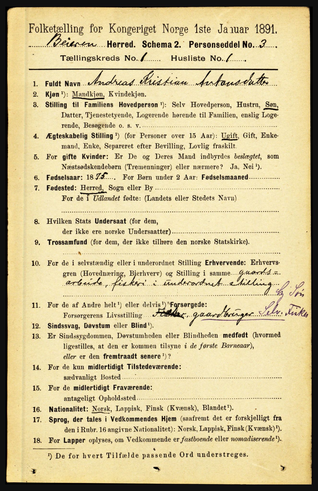 RA, 1891 census for 1839 Beiarn, 1891, p. 69