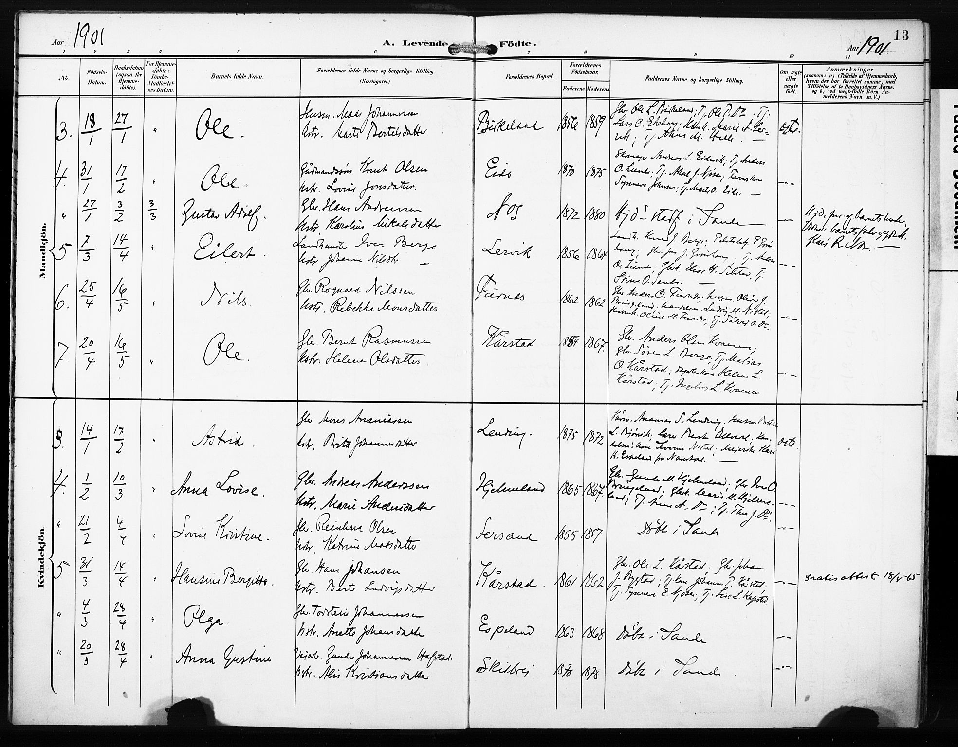 Gaular sokneprestembete, AV/SAB-A-80001/H/Haa: Parish register (official) no. C 2, 1898-1910, p. 13