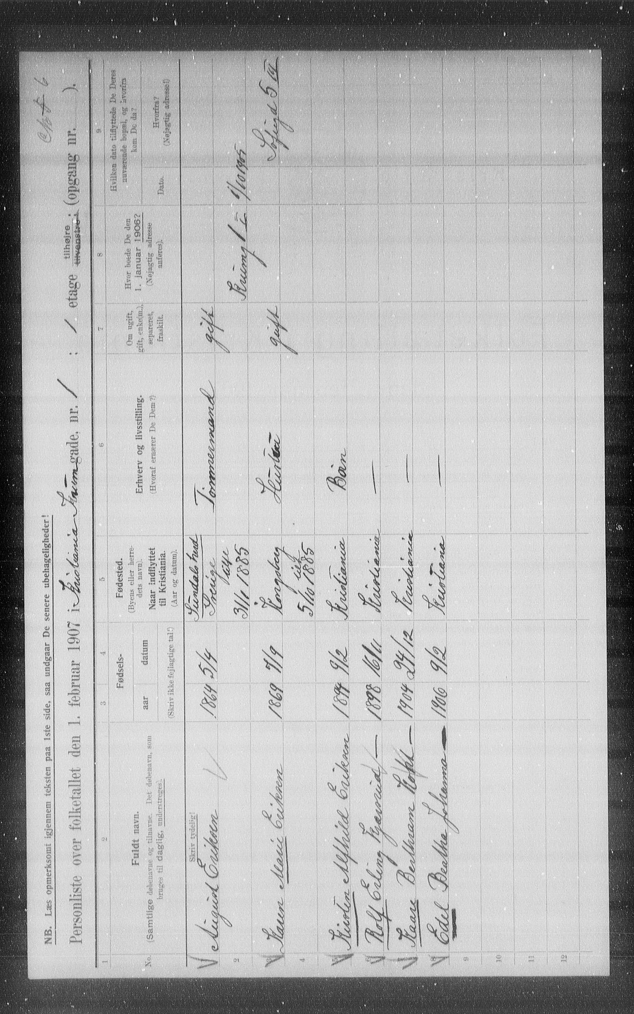 OBA, Municipal Census 1907 for Kristiania, 1907, p. 27945