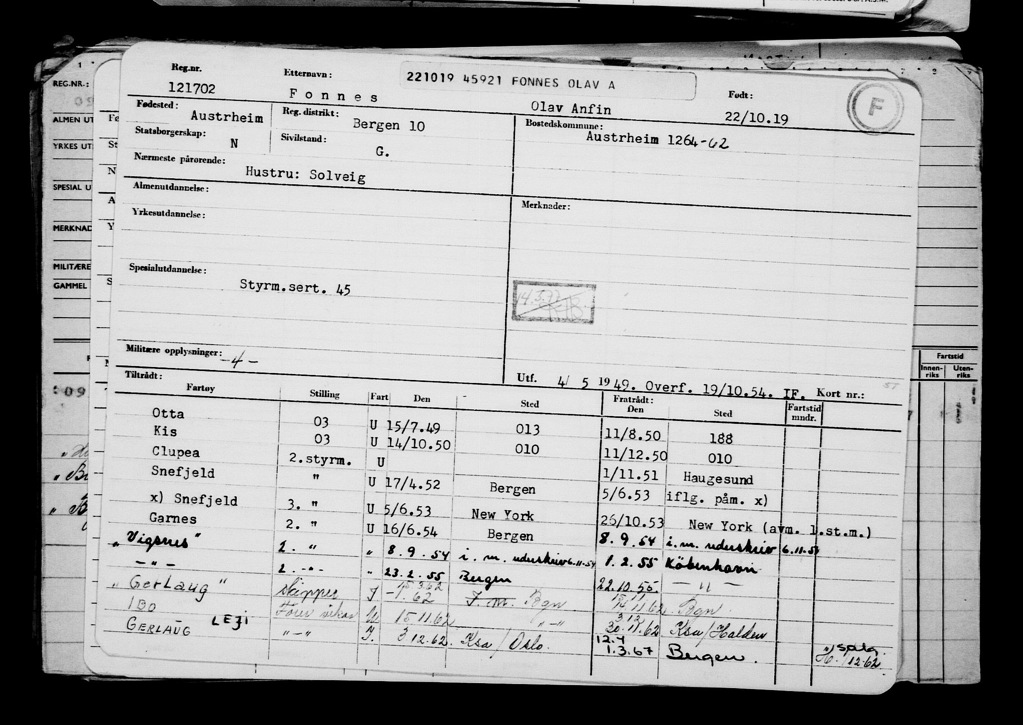 Direktoratet for sjømenn, AV/RA-S-3545/G/Gb/L0173: Hovedkort, 1919, p. 45