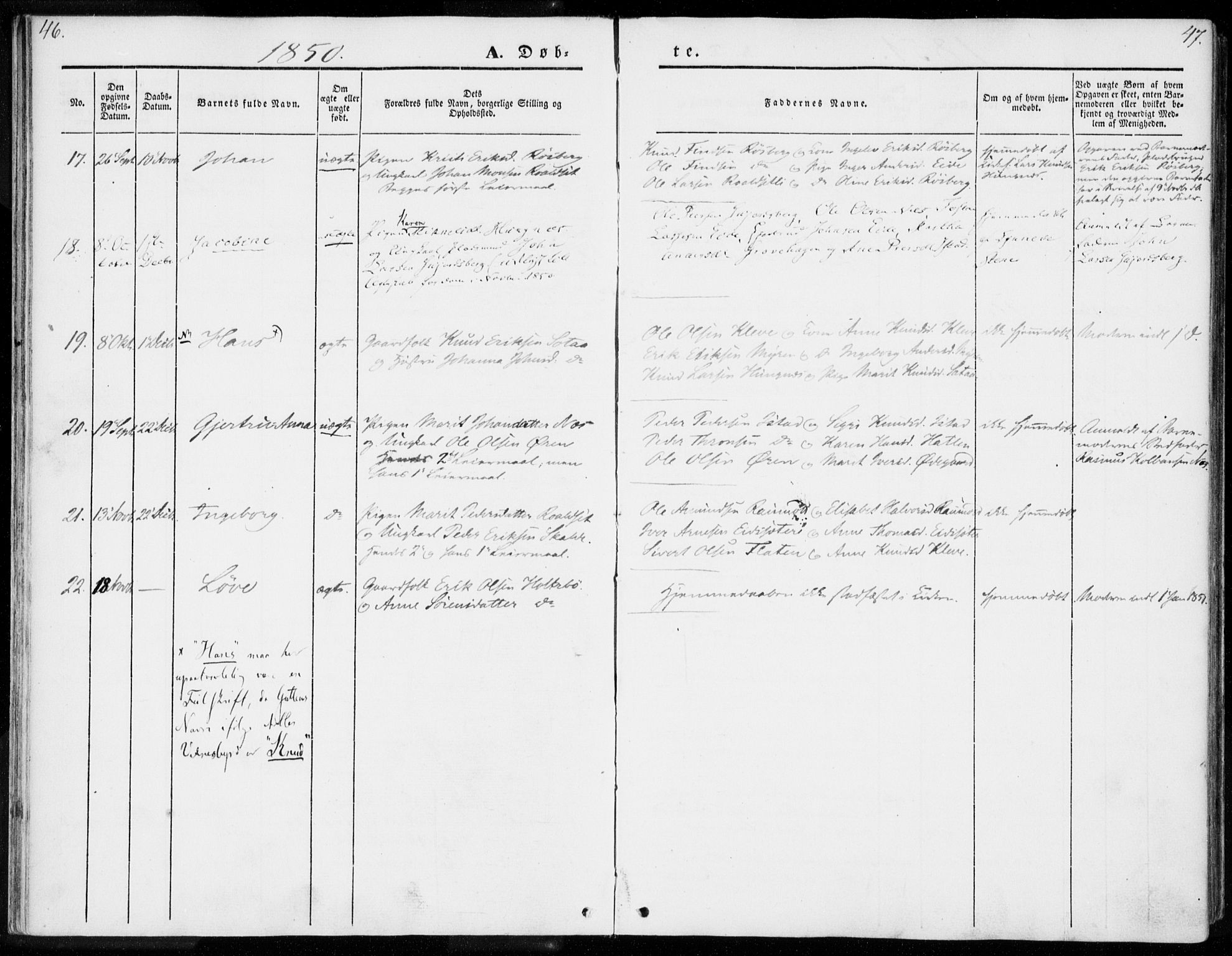 Ministerialprotokoller, klokkerbøker og fødselsregistre - Møre og Romsdal, AV/SAT-A-1454/557/L0680: Parish register (official) no. 557A02, 1843-1869, p. 46-47