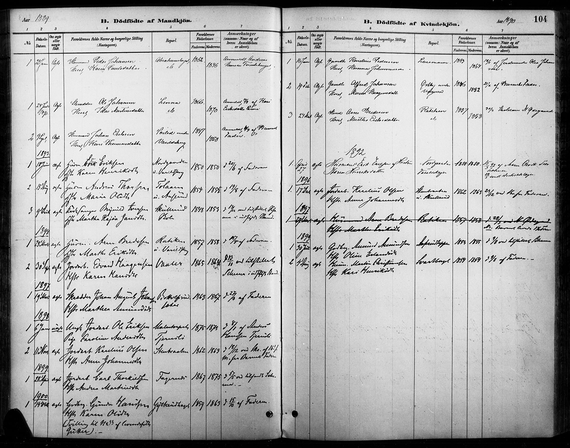 Vinger prestekontor, AV/SAH-PREST-024/H/Ha/Haa/L0015: Parish register (official) no. 15, 1881-1900, p. 104