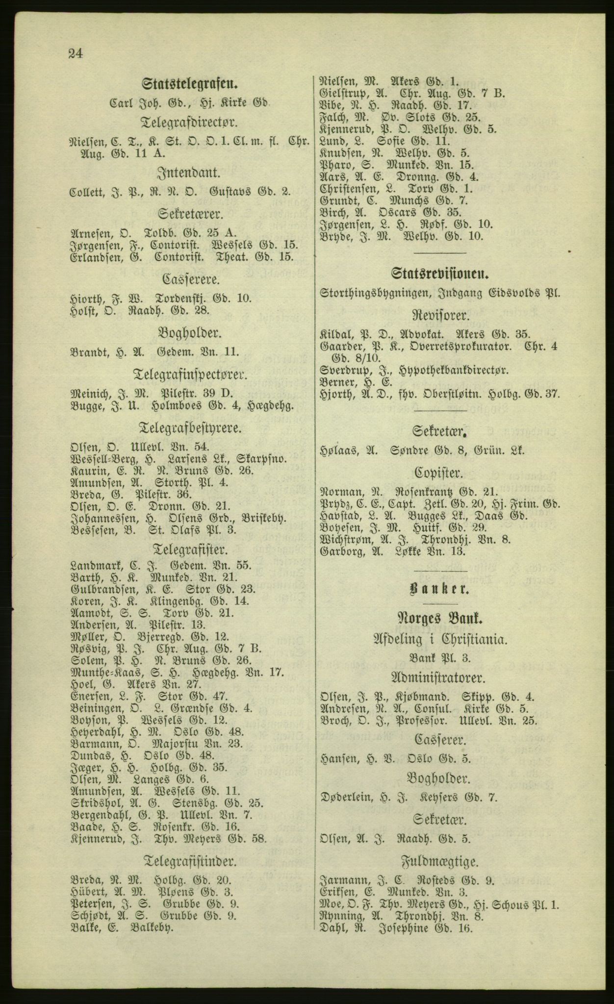 Kristiania/Oslo adressebok, PUBL/-, 1881, p. 24