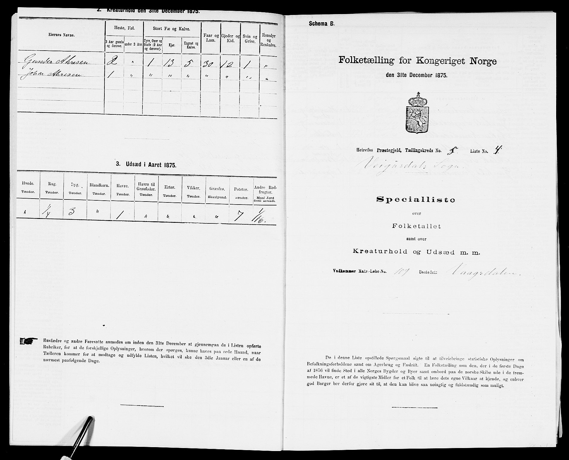 SAK, 1875 census for 0933P Herefoss, 1875, p. 394