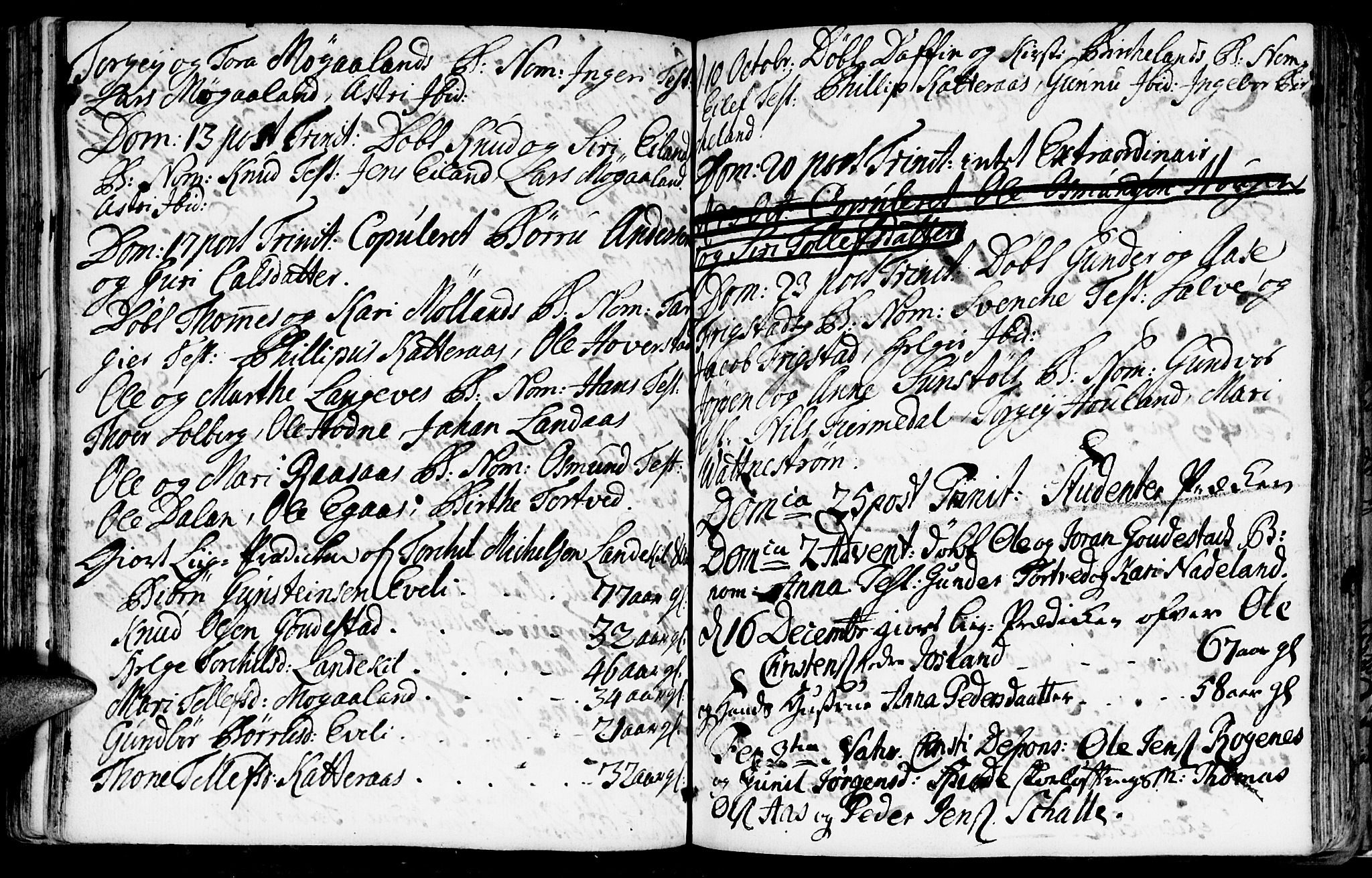 Evje sokneprestkontor, AV/SAK-1111-0008/F/Fa/Fac/L0001: Parish register (official) no. A 1, 1705-1764, p. 189-190