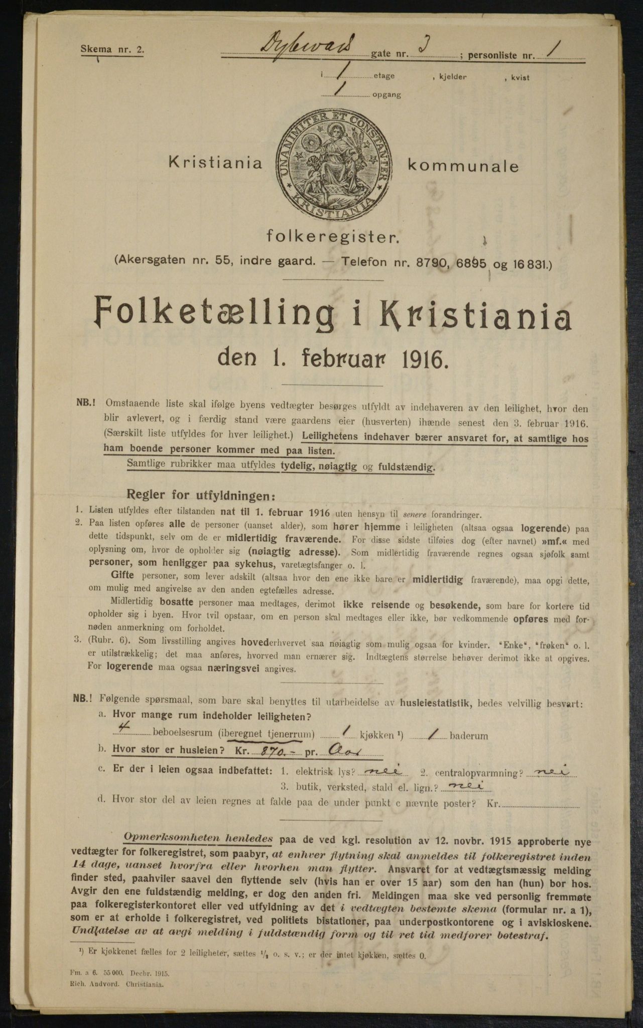 OBA, Municipal Census 1916 for Kristiania, 1916, p. 17572