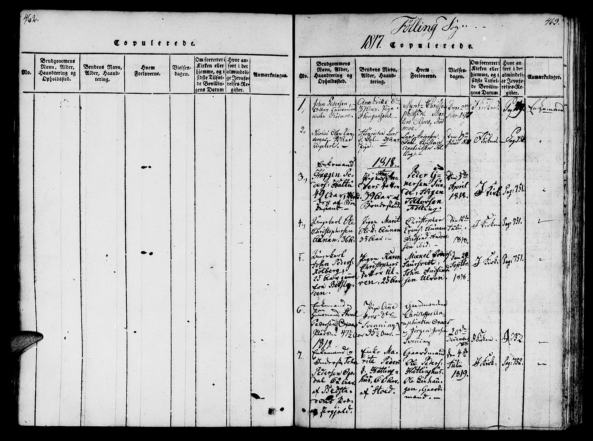 Ministerialprotokoller, klokkerbøker og fødselsregistre - Nord-Trøndelag, SAT/A-1458/746/L0441: Parish register (official) no. 746A03 /4, 1816-1827, p. 462-463
