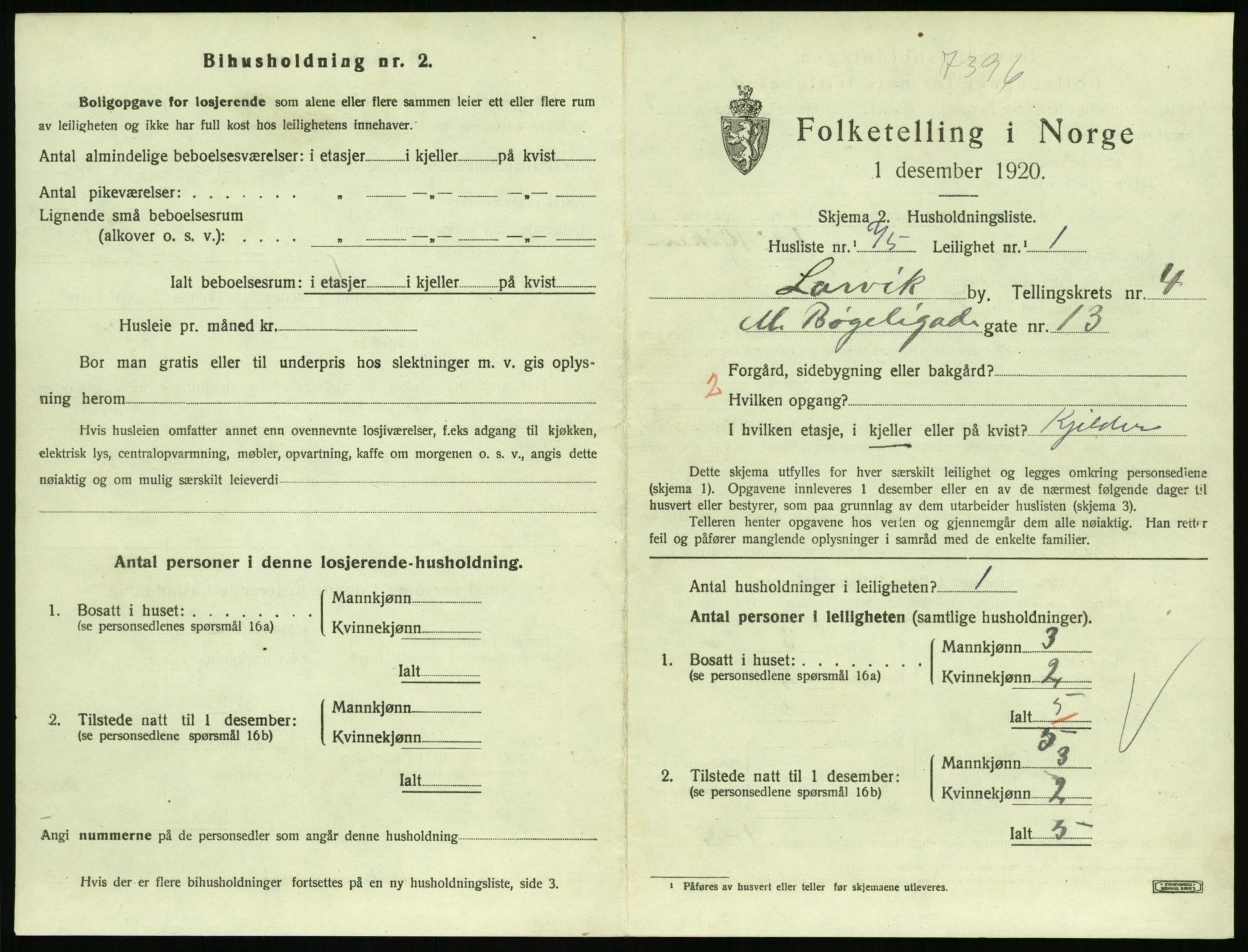 SAKO, 1920 census for Larvik, 1920, p. 4516