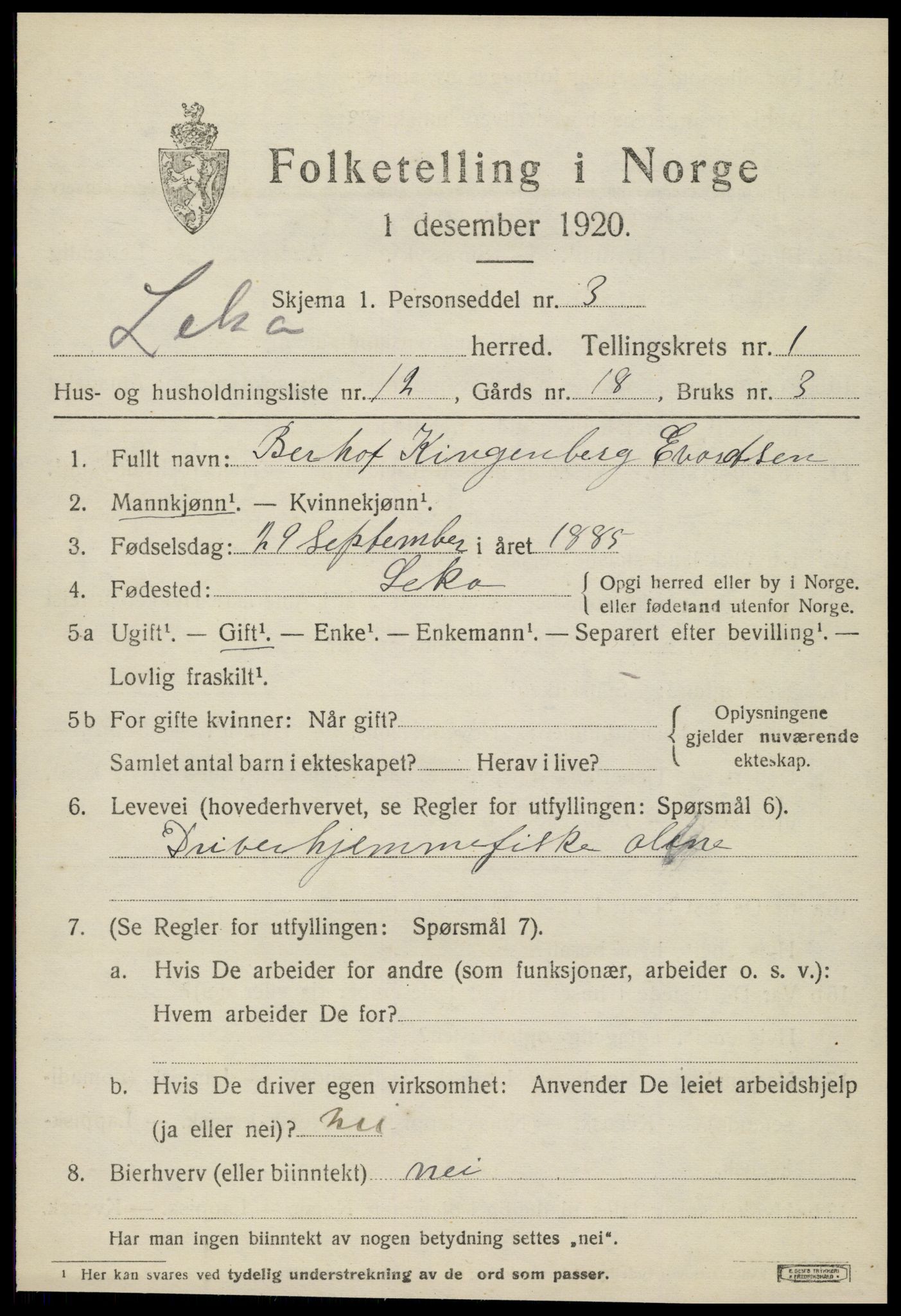 SAT, 1920 census for Leka, 1920, p. 583