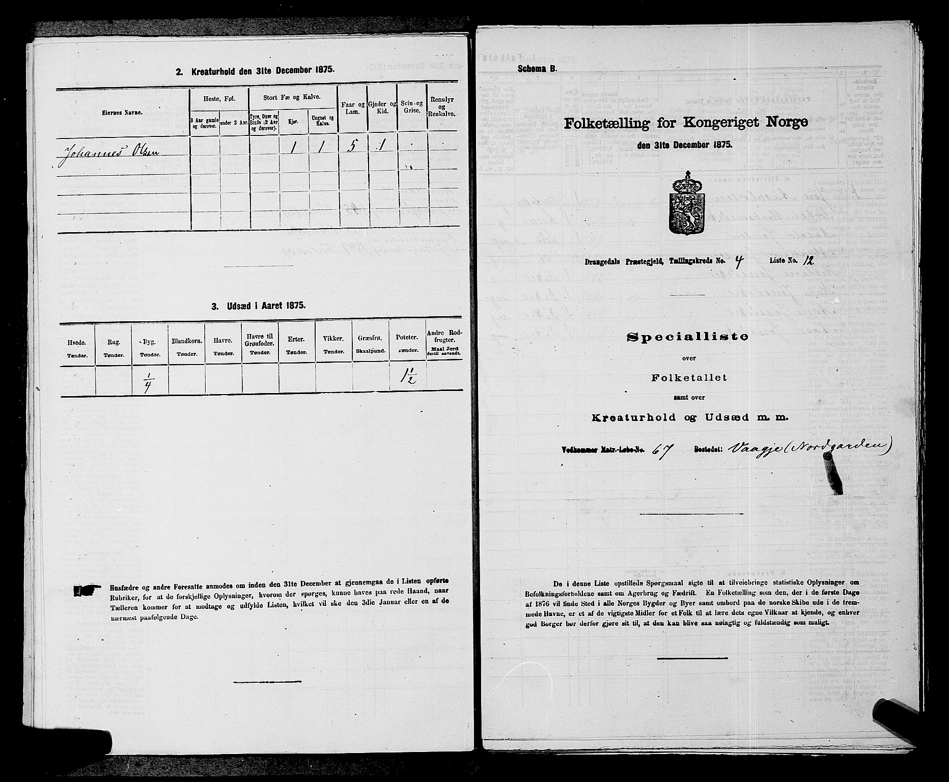 SAKO, 1875 census for 0817P Drangedal, 1875, p. 436