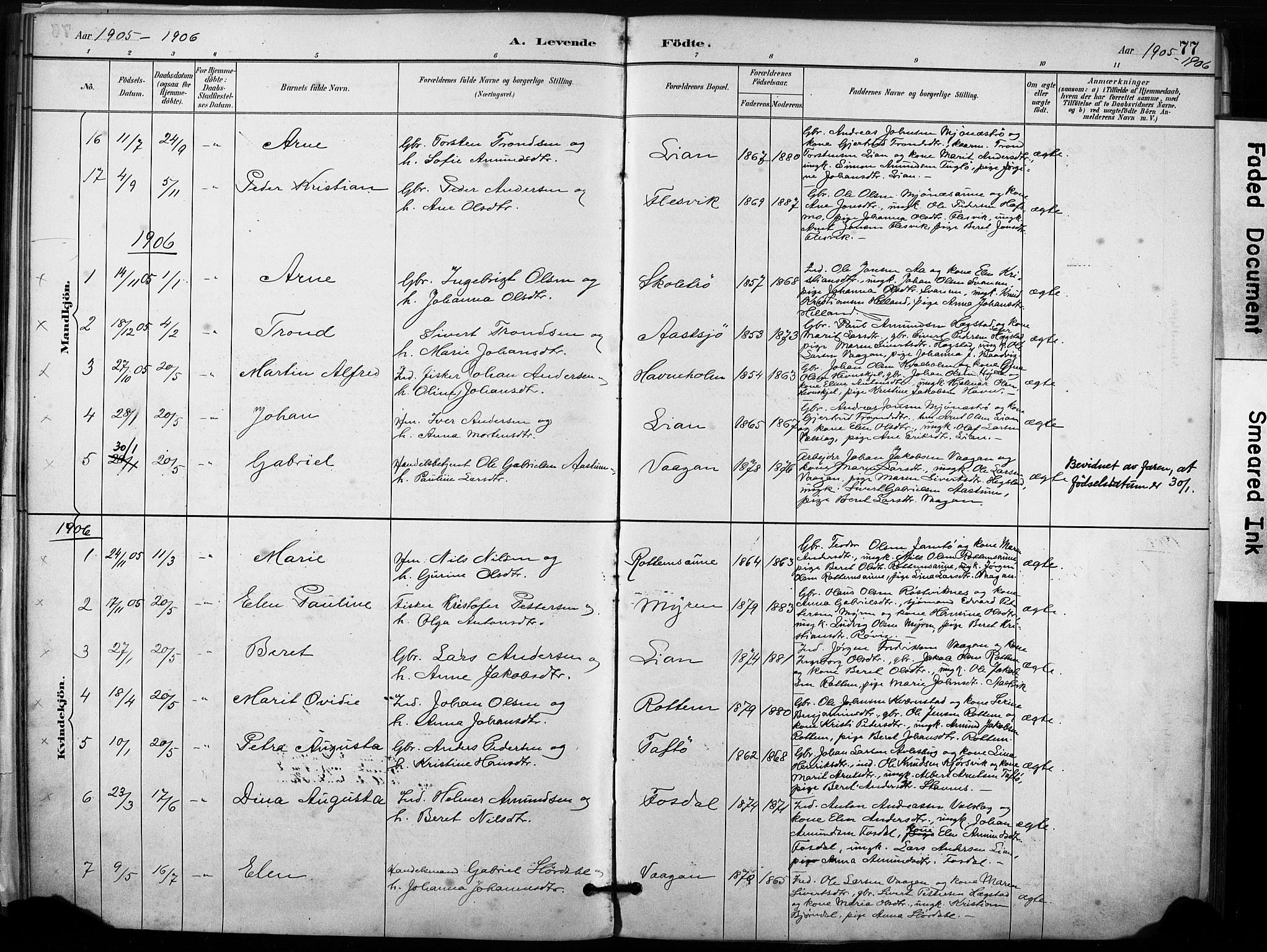 Ministerialprotokoller, klokkerbøker og fødselsregistre - Sør-Trøndelag, AV/SAT-A-1456/633/L0518: Parish register (official) no. 633A01, 1884-1906, p. 77