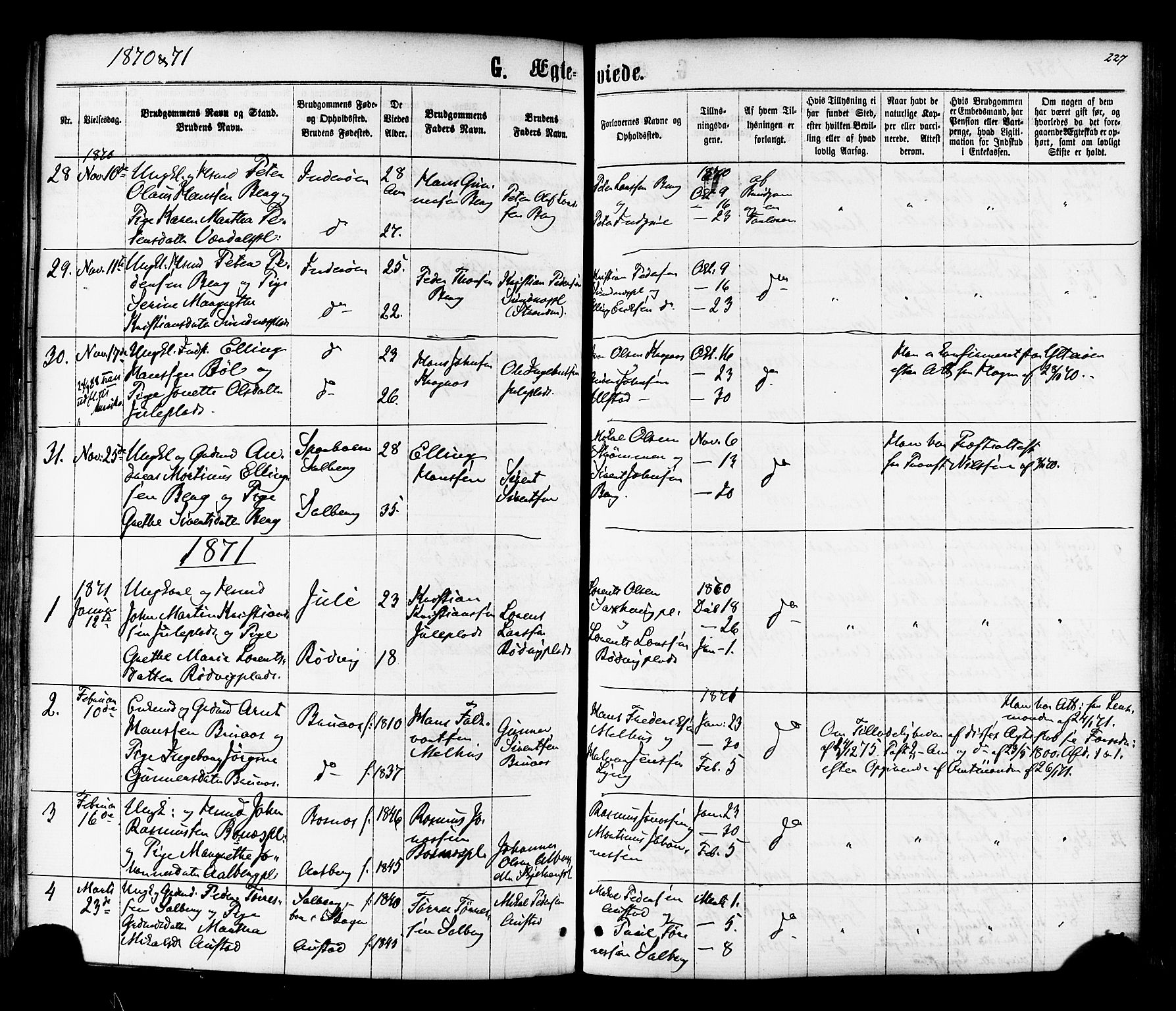 Ministerialprotokoller, klokkerbøker og fødselsregistre - Nord-Trøndelag, SAT/A-1458/730/L0284: Parish register (official) no. 730A09, 1866-1878, p. 227