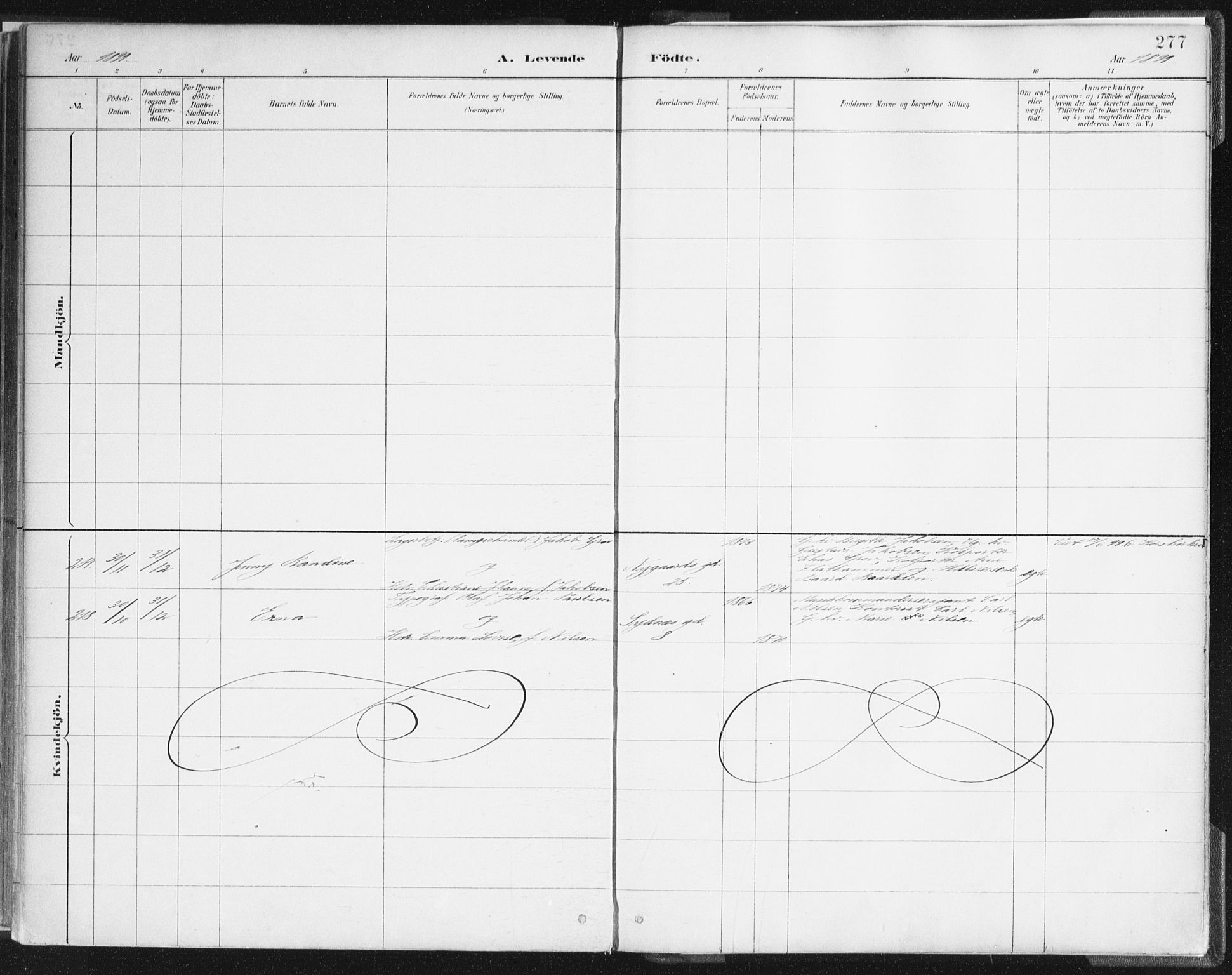 Johanneskirken sokneprestembete, AV/SAB-A-76001/H/Haa/L0001: Parish register (official) no. A 1, 1885-1900, p. 277