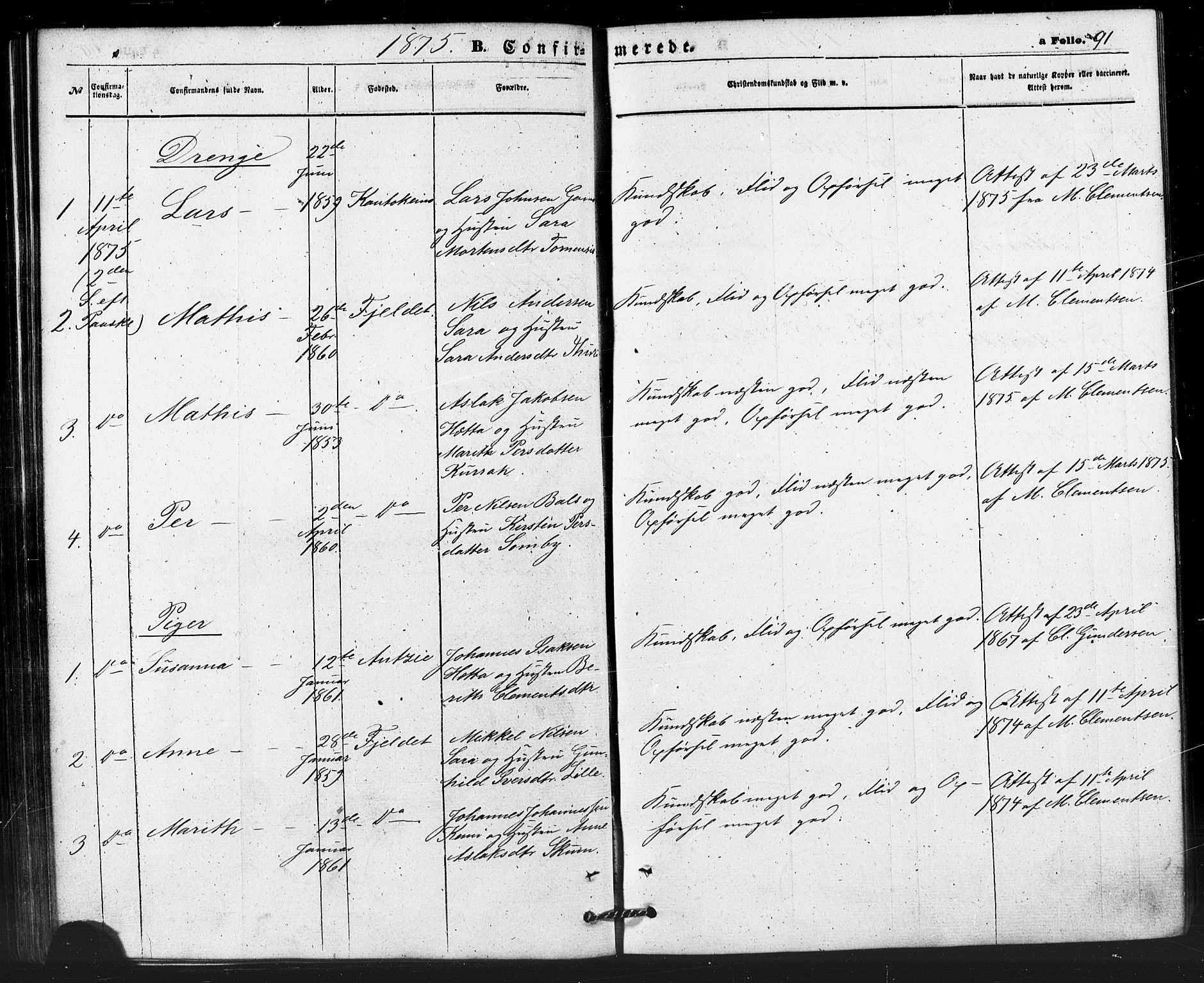 Kautokeino sokneprestembete, SATØ/S-1340/H/Ha/L0003.kirke: Parish register (official) no. 3, 1862-1879, p. 91