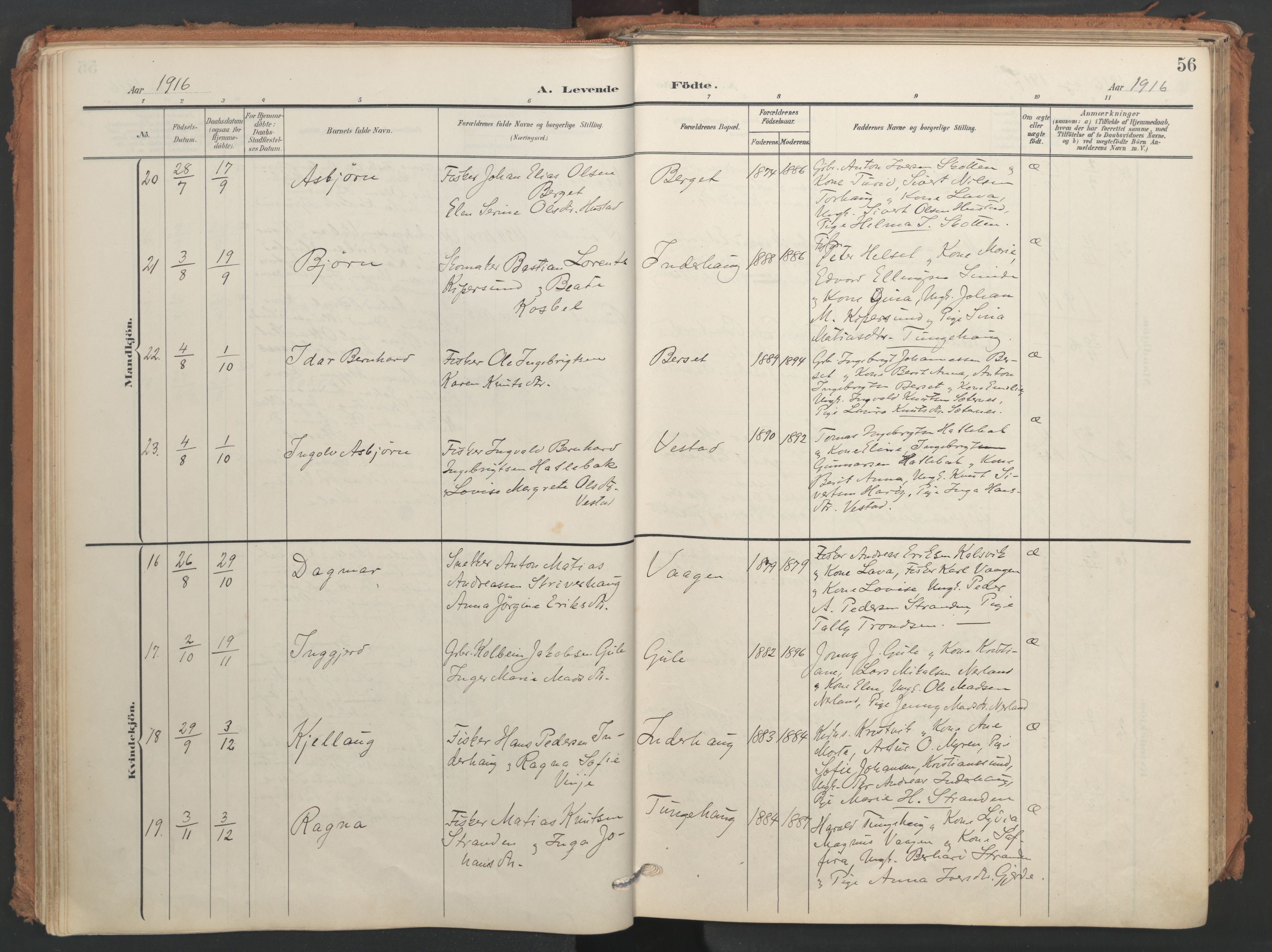 Ministerialprotokoller, klokkerbøker og fødselsregistre - Møre og Romsdal, AV/SAT-A-1454/566/L0771: Parish register (official) no. 566A10, 1904-1929, p. 56