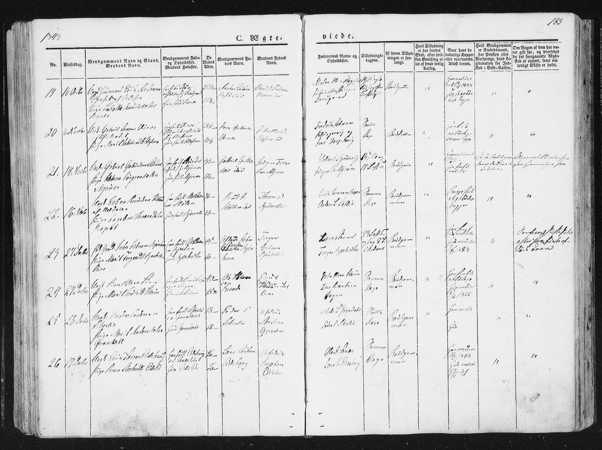 Ministerialprotokoller, klokkerbøker og fødselsregistre - Sør-Trøndelag, AV/SAT-A-1456/630/L0493: Parish register (official) no. 630A06, 1841-1851, p. 183