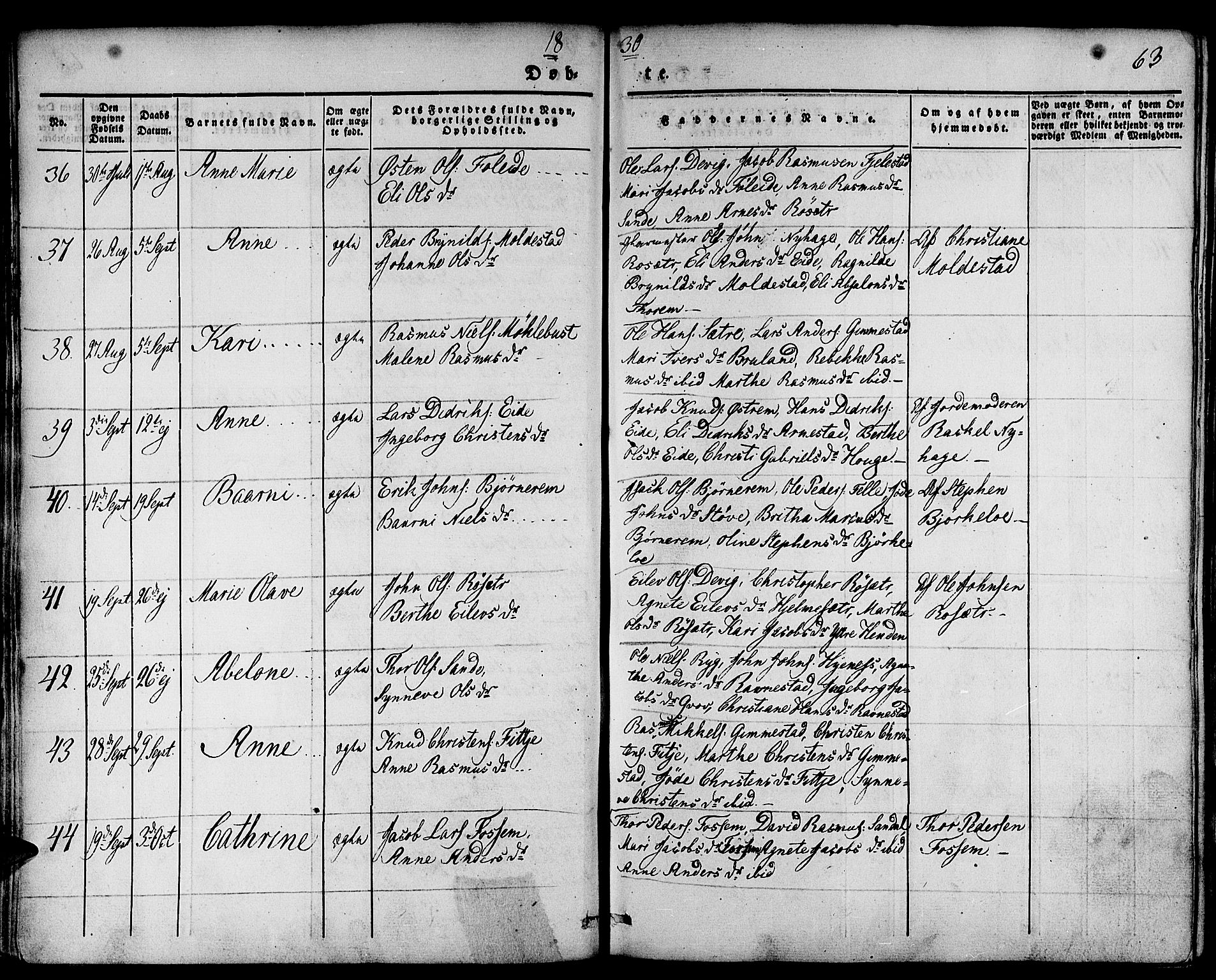 Gloppen sokneprestembete, AV/SAB-A-80101/H/Haa/Haaa/L0007: Parish register (official) no. A 7, 1827-1837, p. 63