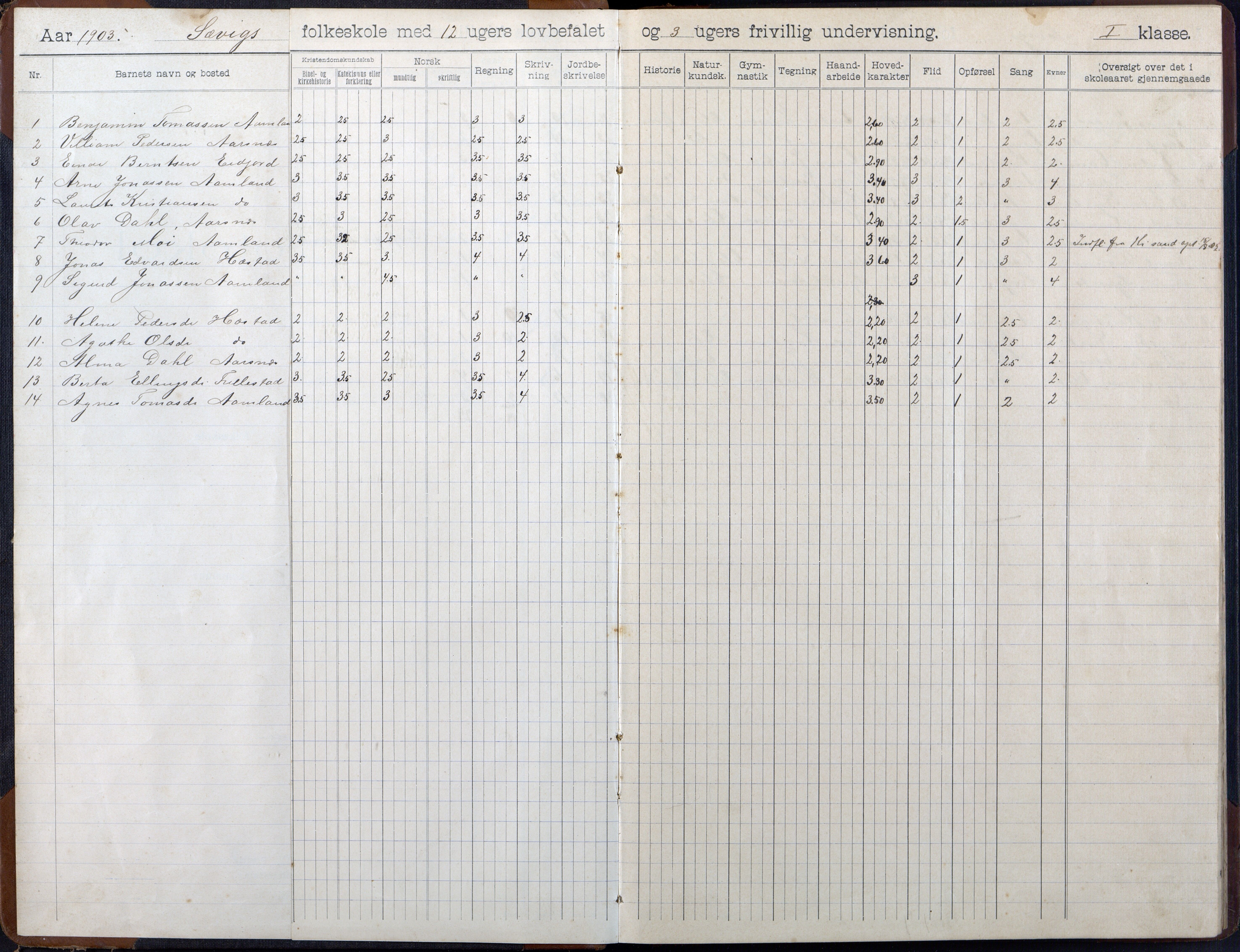 Høvåg kommune, AAMA/KA0927-PK/2/2/L0055: Kvåse, Sevik, Hæstad og Ytre Årsnes - Skoleprotokoll (Sevik), 1903-1914