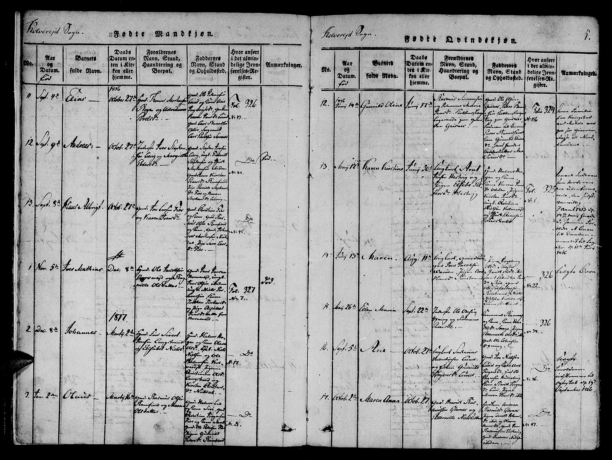 Ministerialprotokoller, klokkerbøker og fødselsregistre - Nord-Trøndelag, SAT/A-1458/780/L0636: Parish register (official) no. 780A03 /1, 1815-1830, p. 5