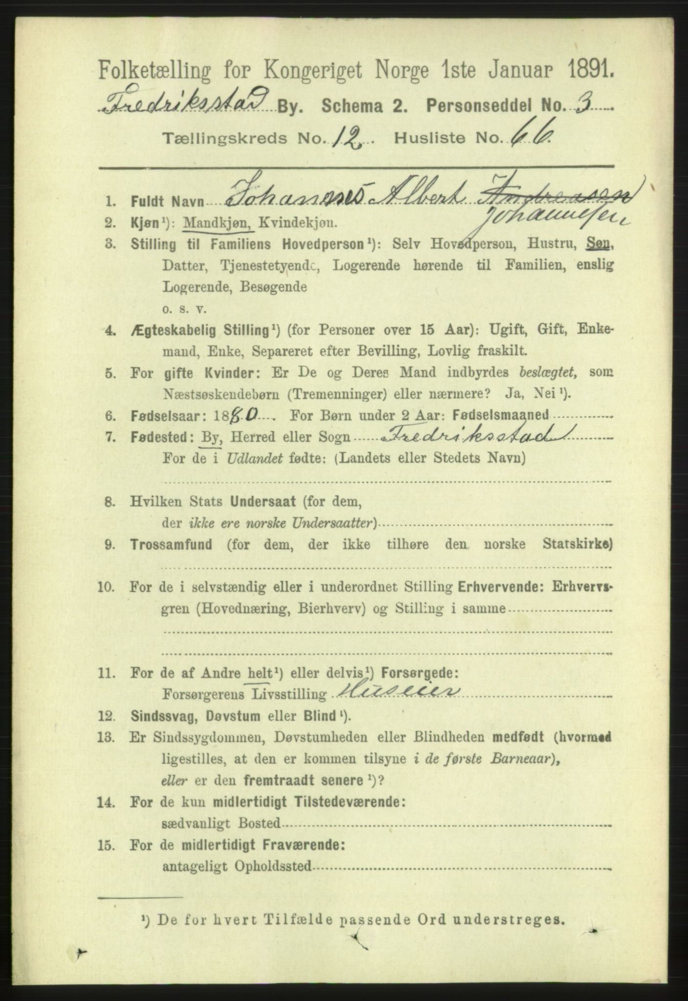 RA, 1891 census for 0103 Fredrikstad, 1891, p. 14289