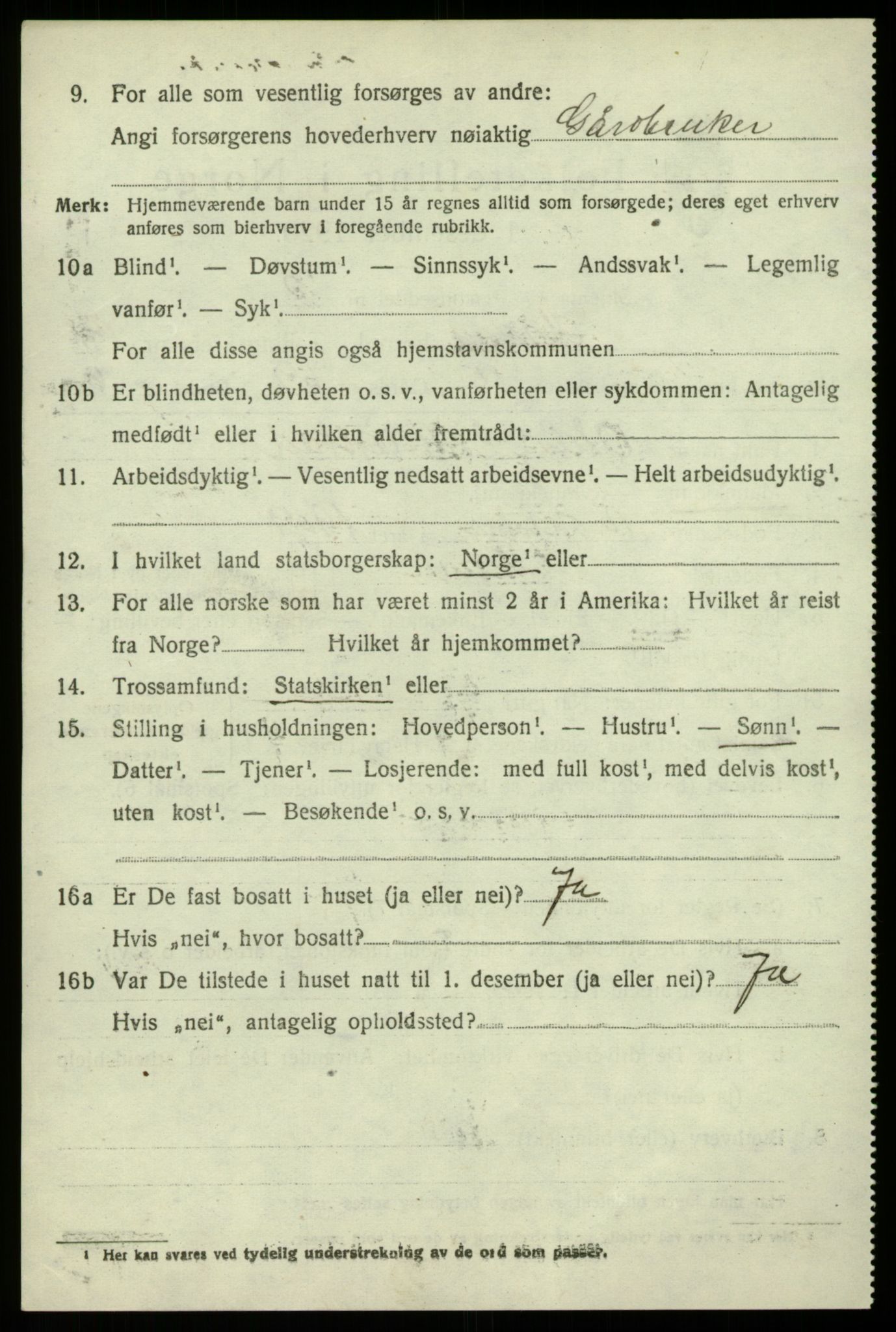 SAB, 1920 census for Hamre, 1920, p. 5956