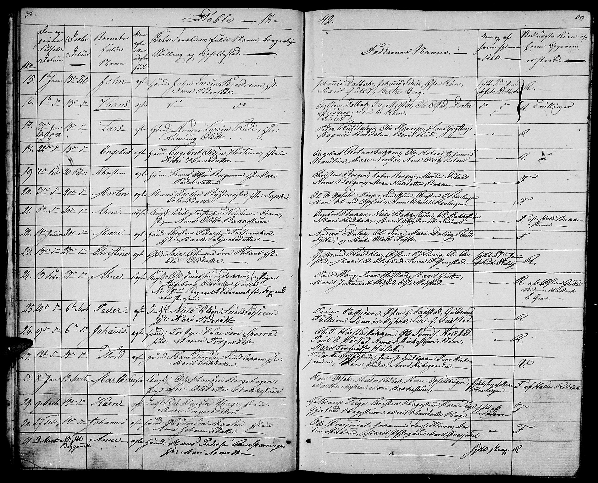 Ringebu prestekontor, SAH/PREST-082/H/Ha/Hab/L0002: Parish register (copy) no. 2, 1839-1853, p. 38-39