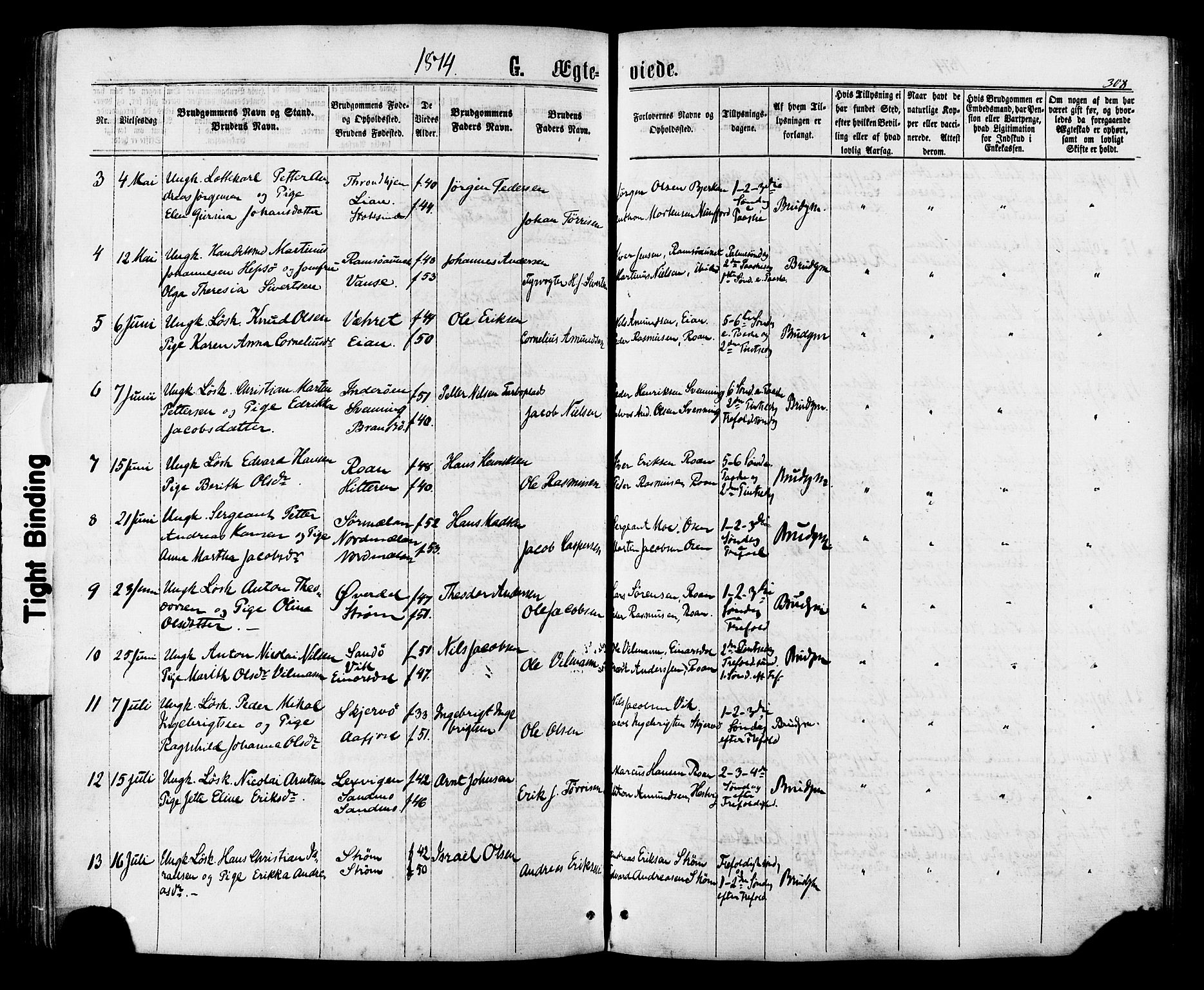 Ministerialprotokoller, klokkerbøker og fødselsregistre - Sør-Trøndelag, SAT/A-1456/657/L0706: Parish register (official) no. 657A07, 1867-1878, p. 308