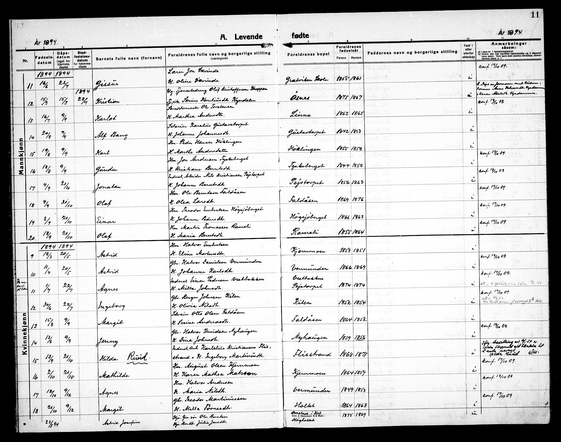 Åsnes prestekontor, AV/SAH-PREST-042/H/Ha/Haa/L0000E: Parish register (official) no. 0C, 1890-1929, p. 11