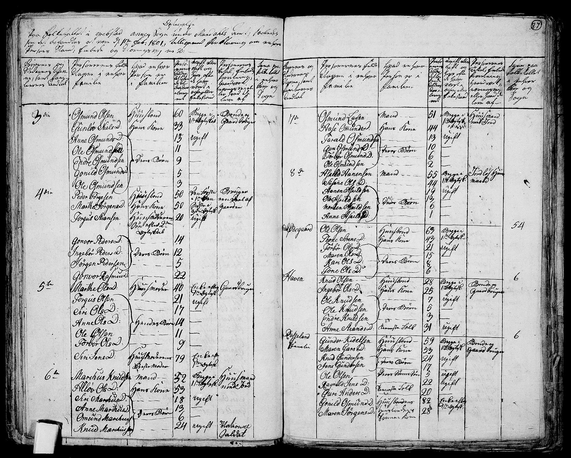 RA, 1801 census for 1018P Søgne, 1801, p. 86b-87a