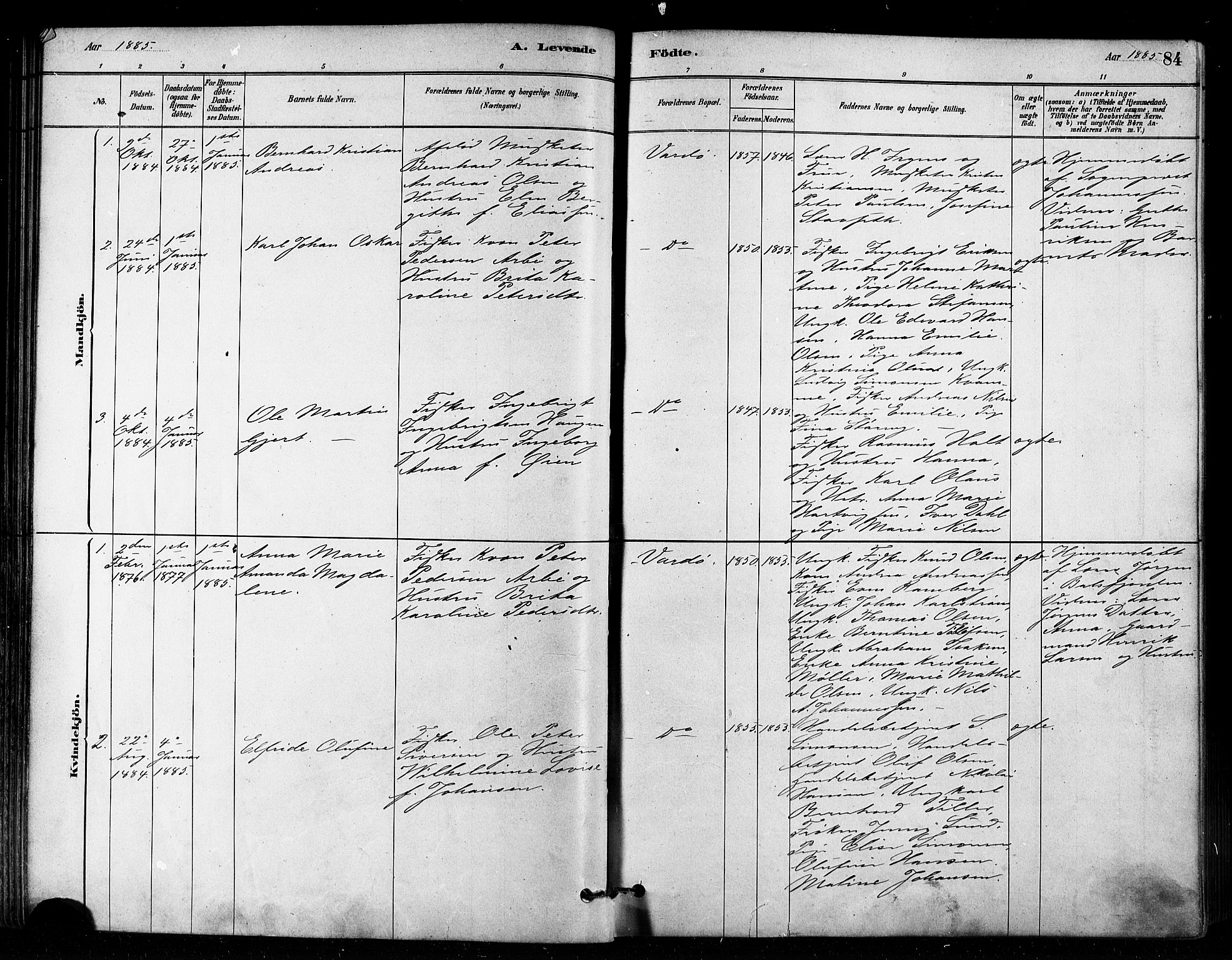Vardø sokneprestkontor, SATØ/S-1332/H/Ha/L0006kirke: Parish register (official) no. 6, 1879-1886, p. 84