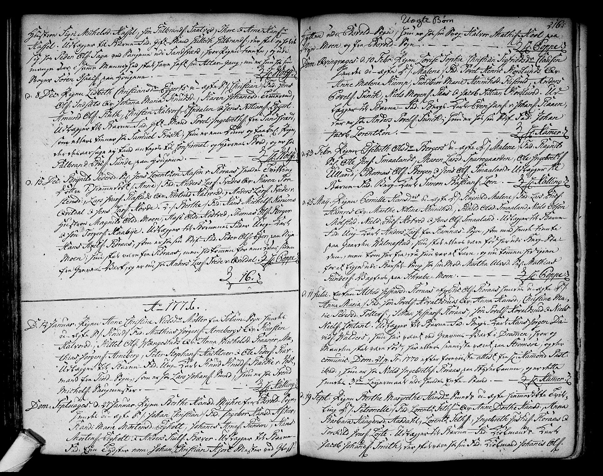 Kongsberg kirkebøker, SAKO/A-22/F/Fa/L0005: Parish register (official) no. I 5, 1769-1782, p. 216