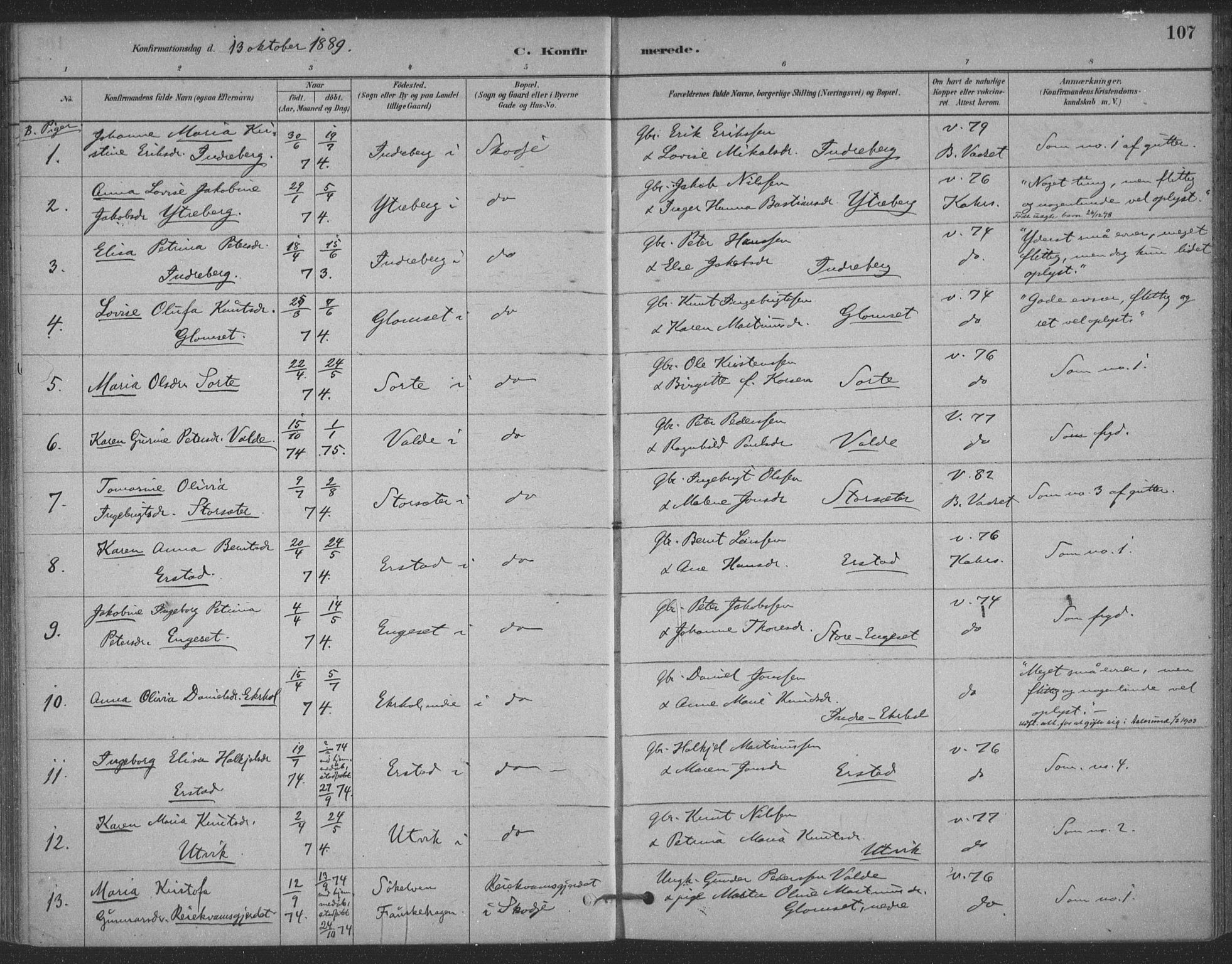 Ministerialprotokoller, klokkerbøker og fødselsregistre - Møre og Romsdal, AV/SAT-A-1454/524/L0356: Parish register (official) no. 524A08, 1880-1899, p. 107