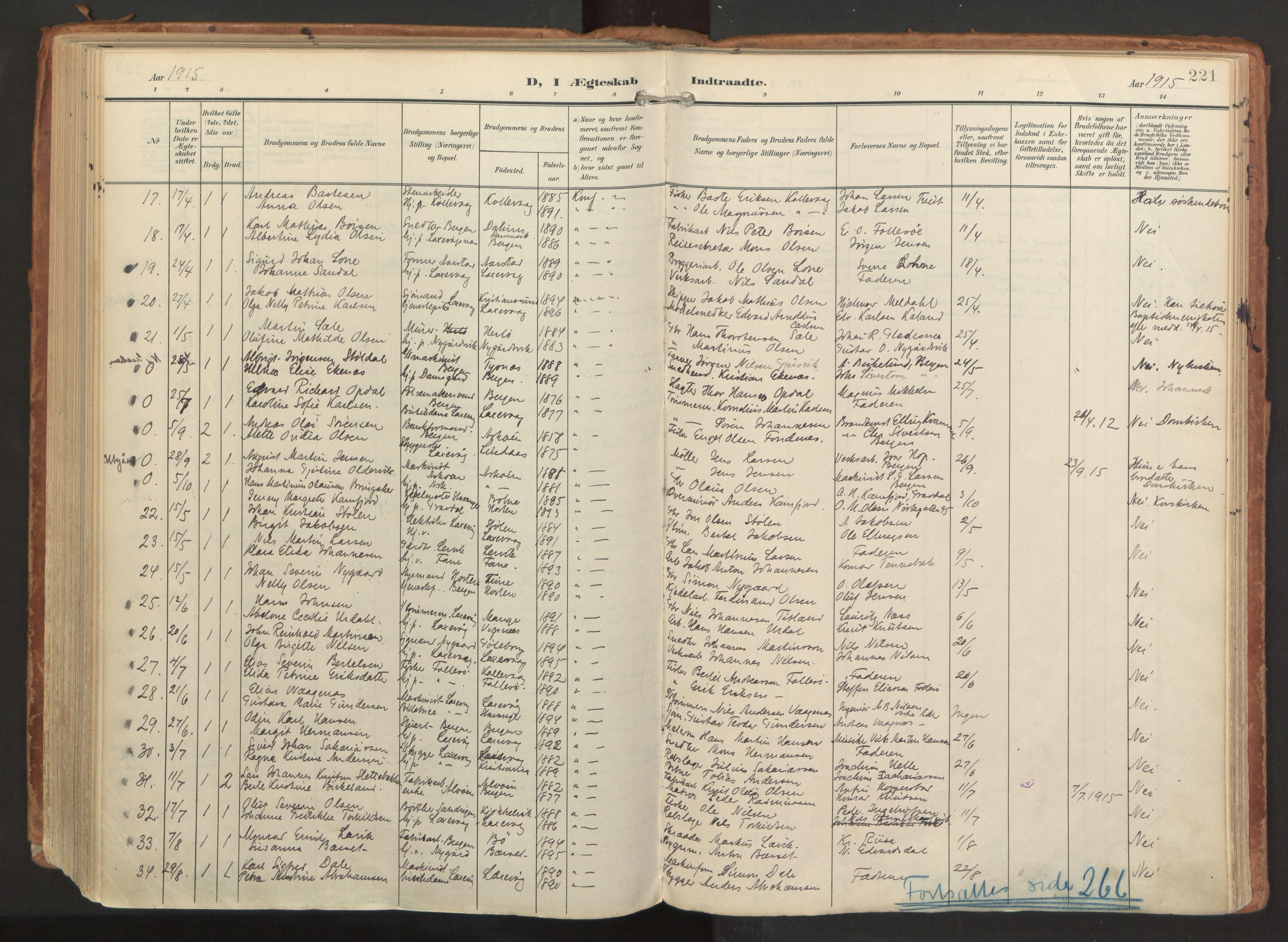 Laksevåg Sokneprestembete, AV/SAB-A-76501/H/Ha/Haa/Haaa/L0001: Parish register (official) no. A 1, 1903-1917, p. 221