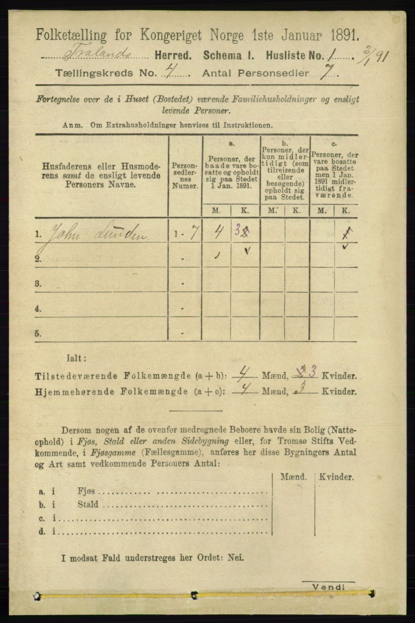 RA, 1891 census for 0919 Froland, 1891, p. 1331