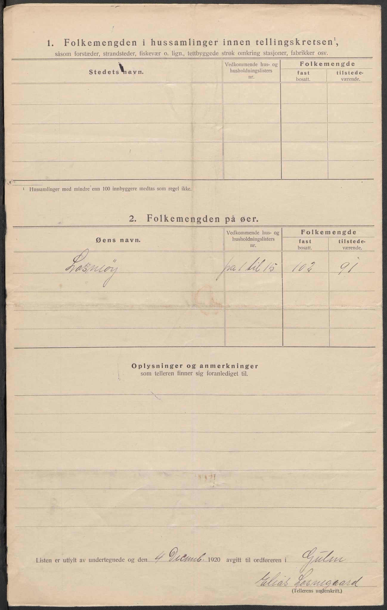 SAB, 1920 census for Gulen, 1920, p. 7