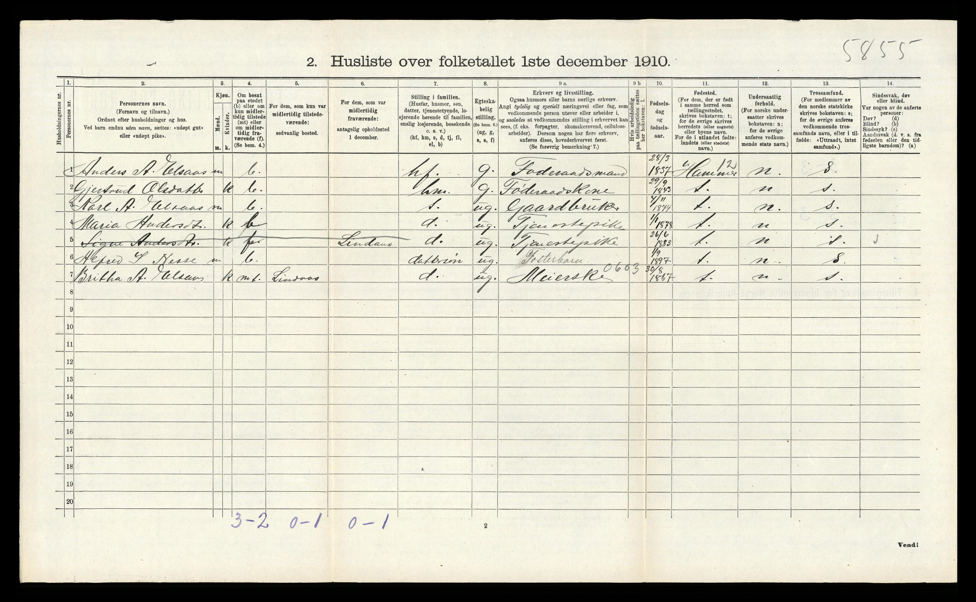 RA, 1910 census for Alversund, 1910, p. 895