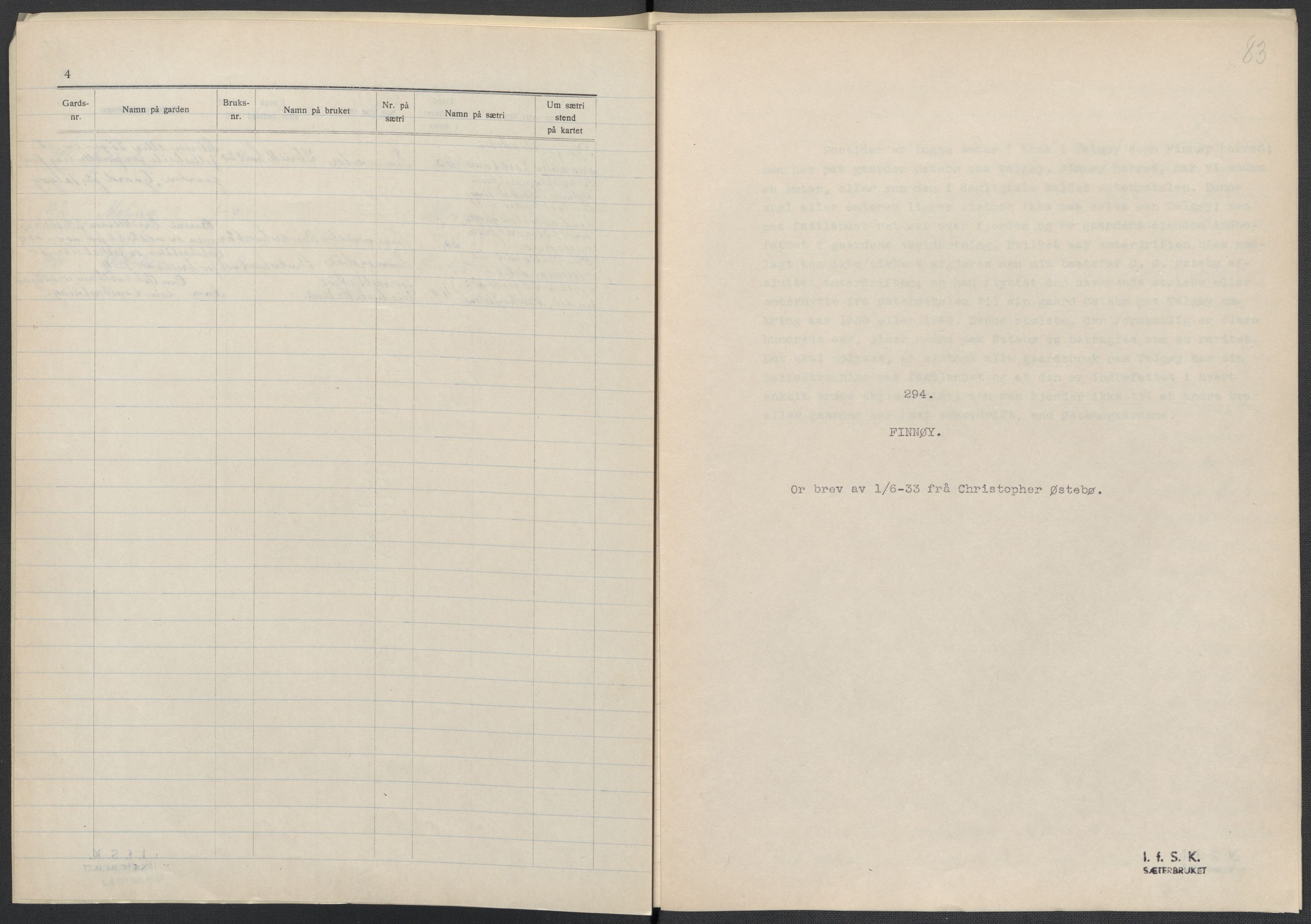 Instituttet for sammenlignende kulturforskning, AV/RA-PA-0424/F/Fc/L0009/0002: Eske B9: / Rogaland (perm XXIII), 1932-1938, p. 83