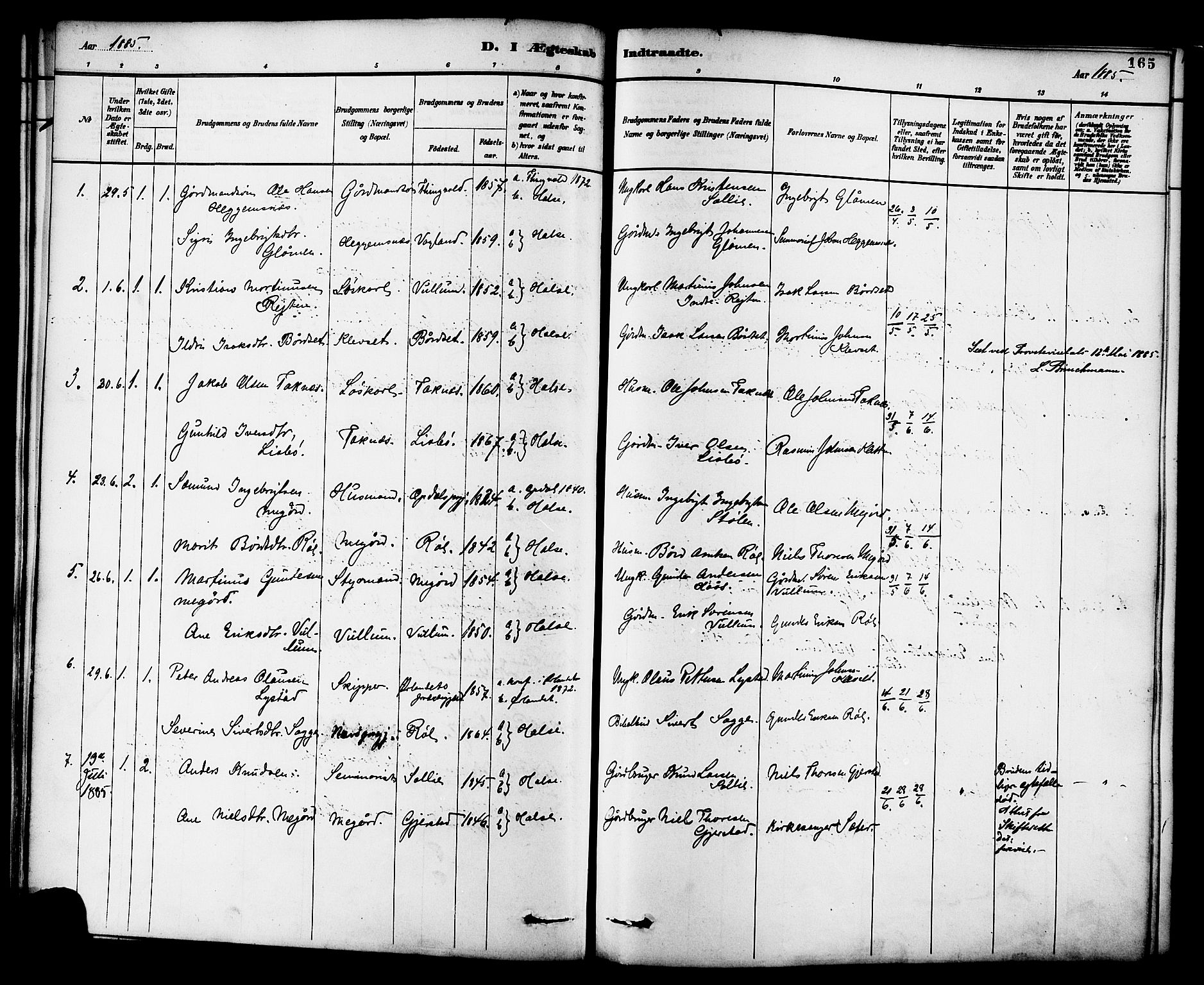 Ministerialprotokoller, klokkerbøker og fødselsregistre - Møre og Romsdal, SAT/A-1454/576/L0885: Parish register (official) no. 576A03, 1880-1898, p. 165