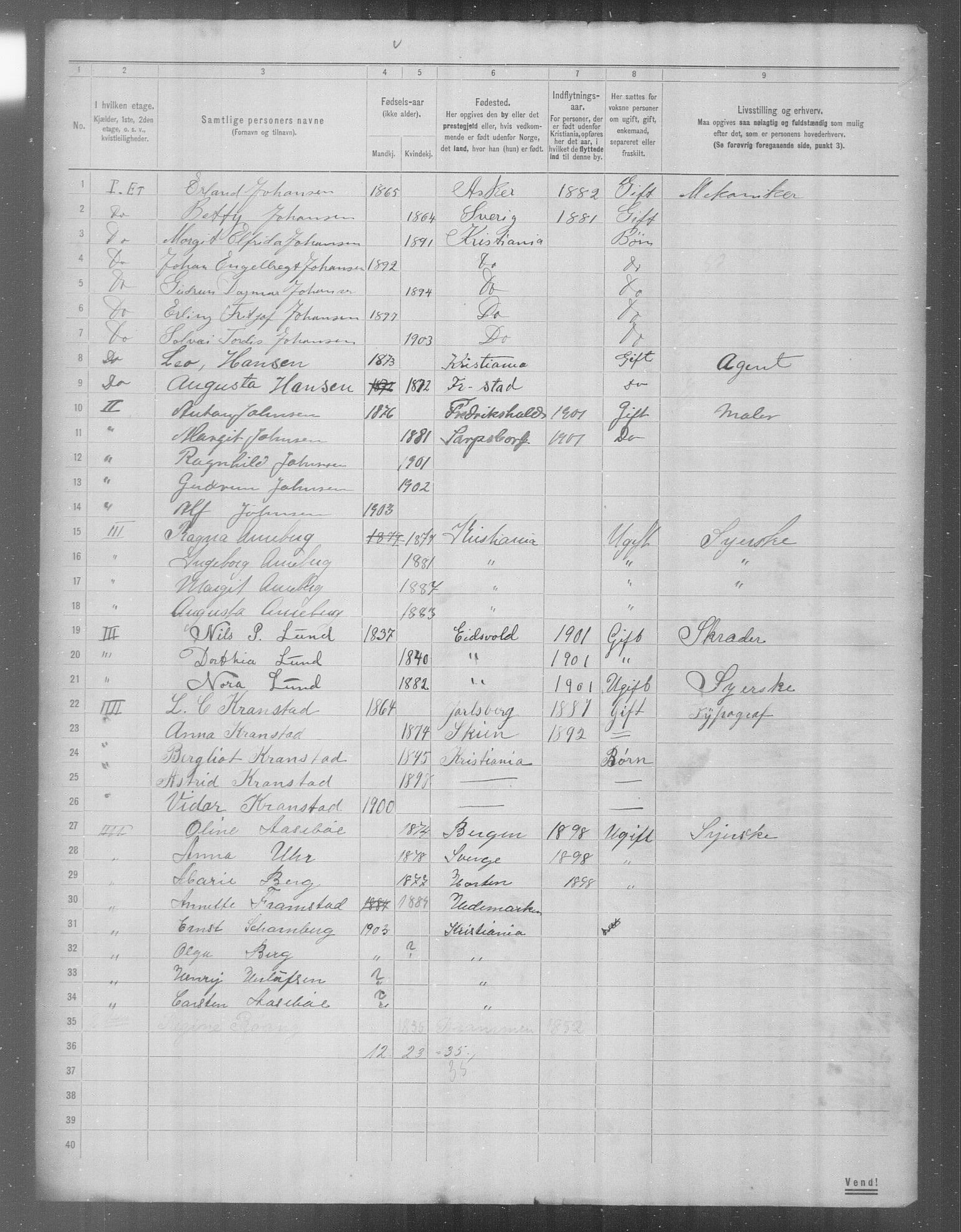 OBA, Municipal Census 1904 for Kristiania, 1904, p. 23717