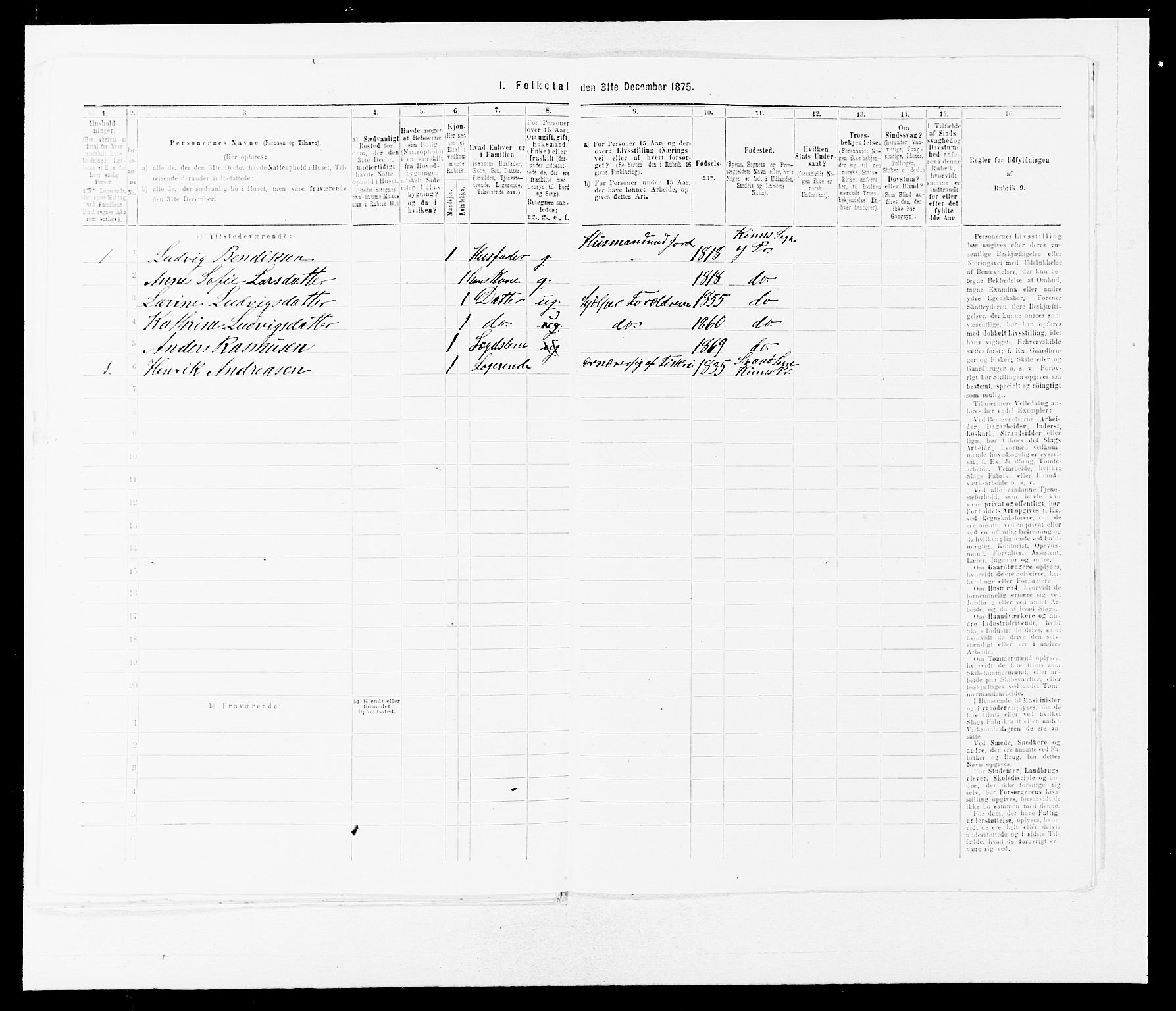 SAB, 1875 census for 1437L Kinn/Kinn og Svanøy, 1875, p. 595