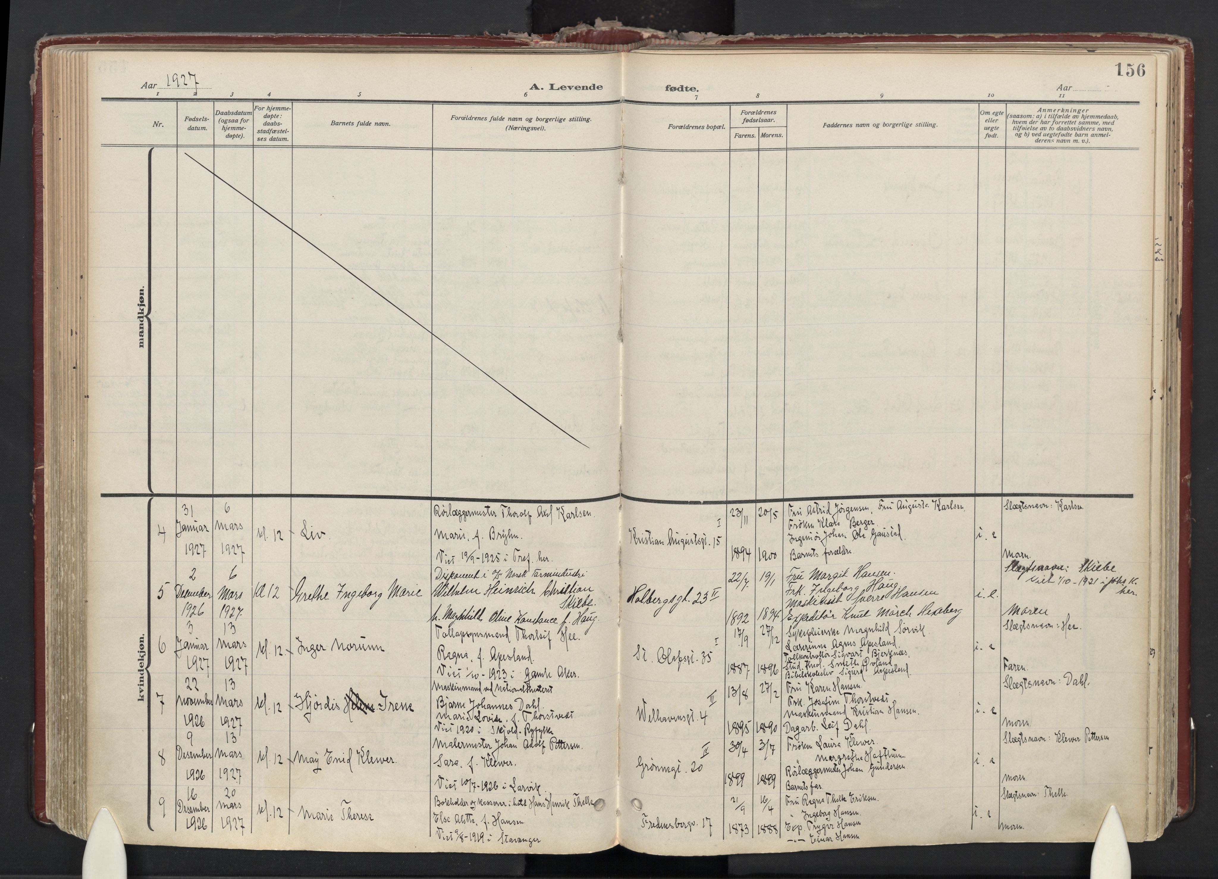 Trefoldighet prestekontor Kirkebøker, AV/SAO-A-10882/F/Fa/L0008: Parish register (official) no. I 8, 1914-1940, p. 156