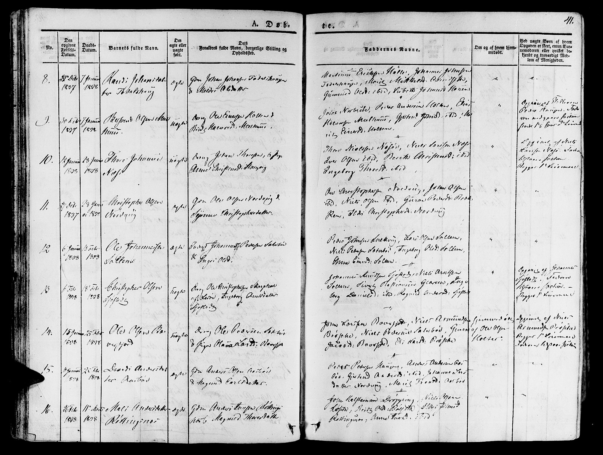 Ministerialprotokoller, klokkerbøker og fødselsregistre - Møre og Romsdal, AV/SAT-A-1454/592/L1024: Parish register (official) no. 592A03 /1, 1831-1849, p. 41