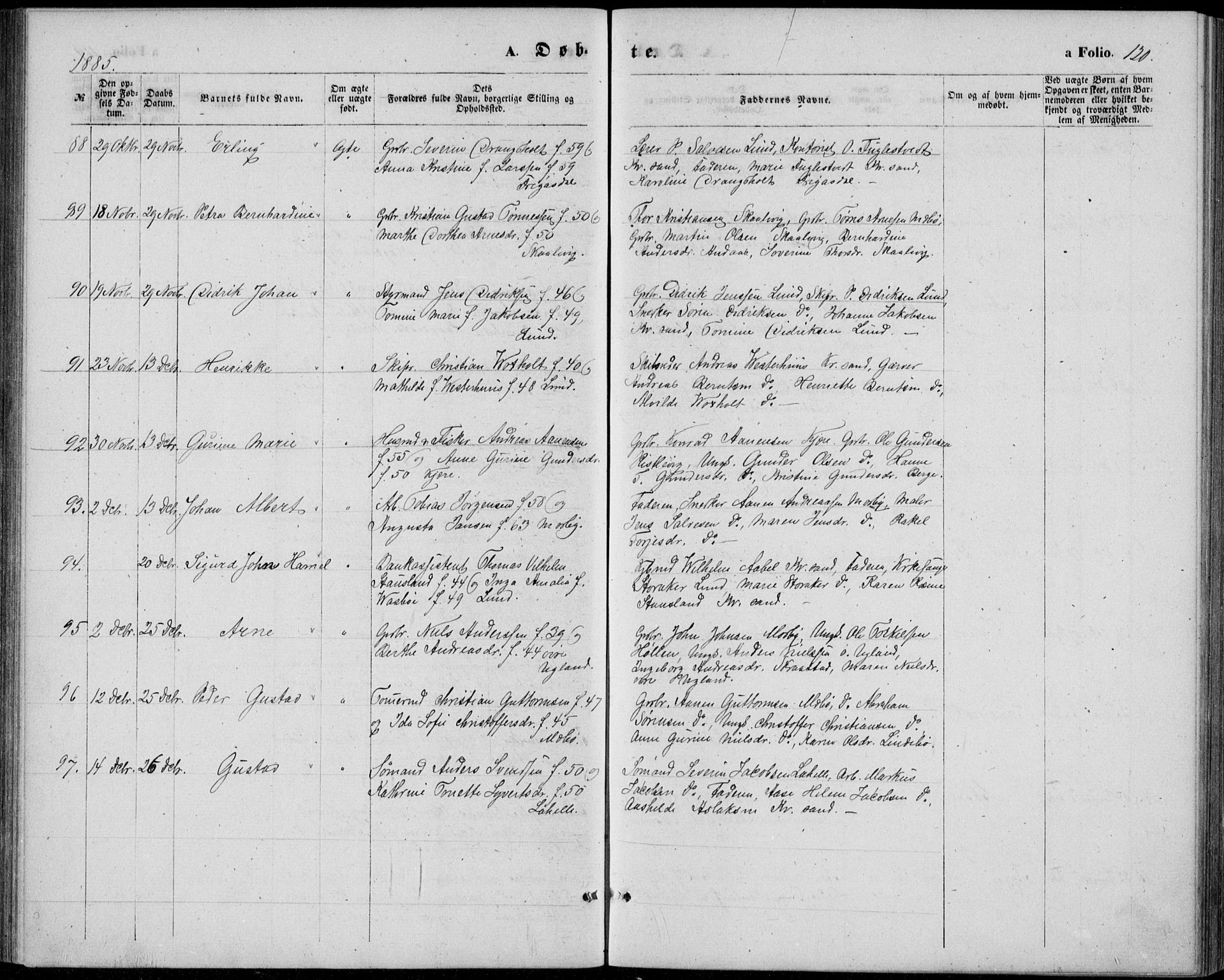 Oddernes sokneprestkontor, AV/SAK-1111-0033/F/Fb/Fba/L0007: Parish register (copy) no. B 7, 1869-1887, p. 120