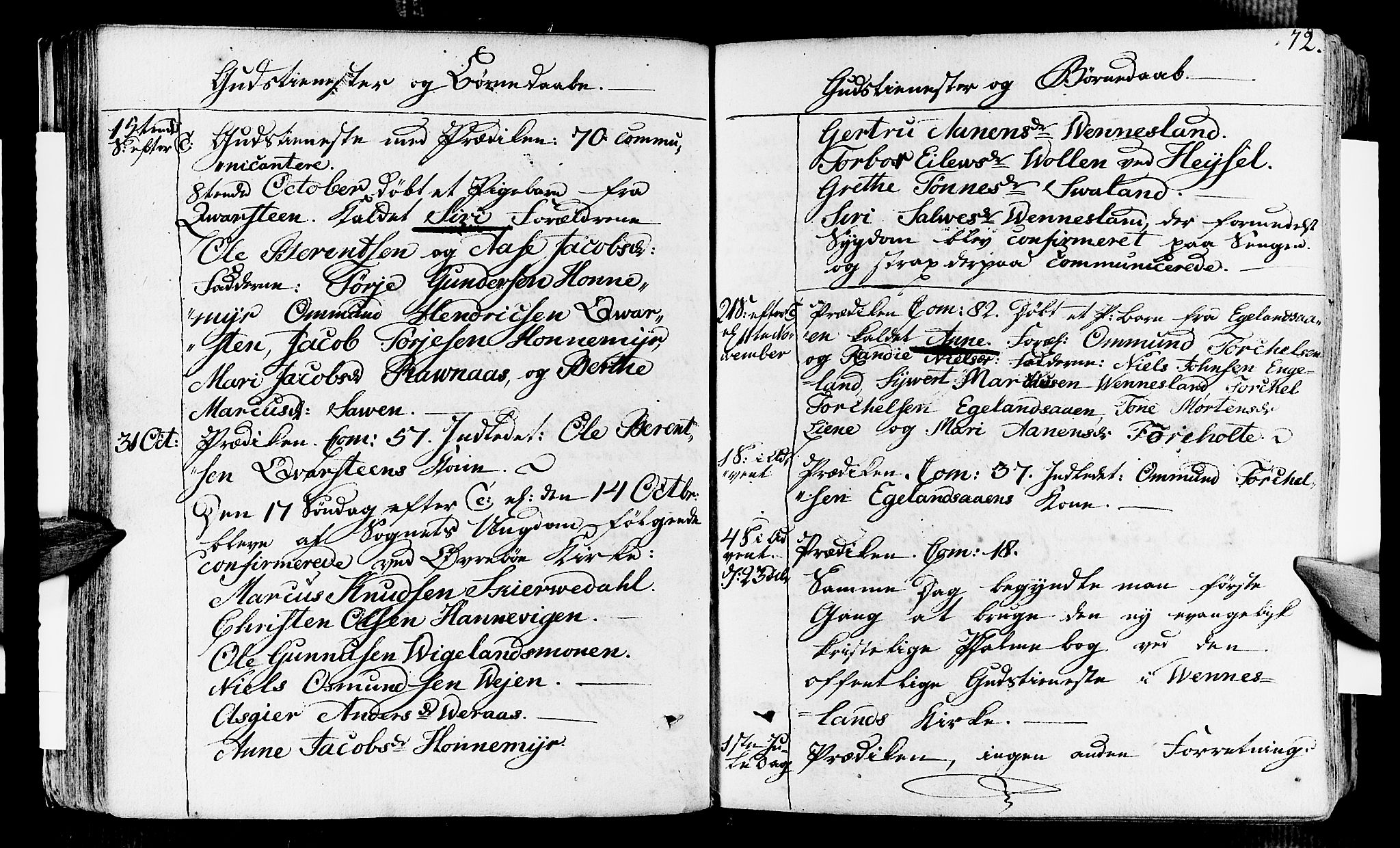 Vennesla sokneprestkontor, SAK/1111-0045/Fa/Fab/L0002: Parish register (official) no. A 2, 1794-1834, p. 72