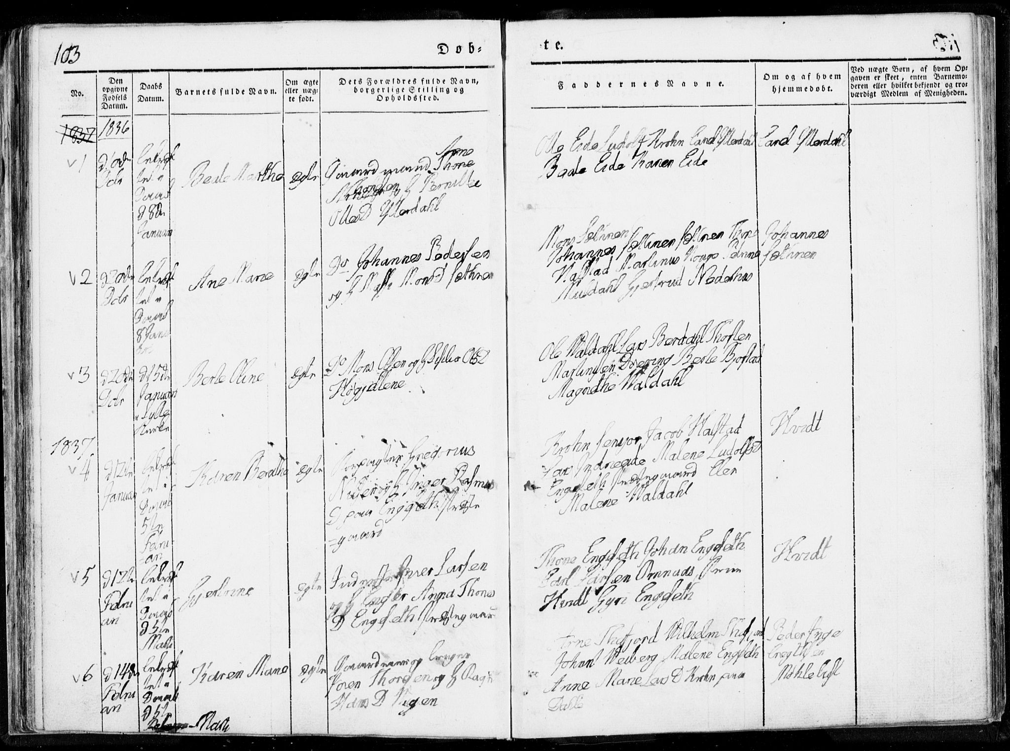 Ministerialprotokoller, klokkerbøker og fødselsregistre - Møre og Romsdal, SAT/A-1454/519/L0247: Parish register (official) no. 519A06, 1827-1846, p. 103
