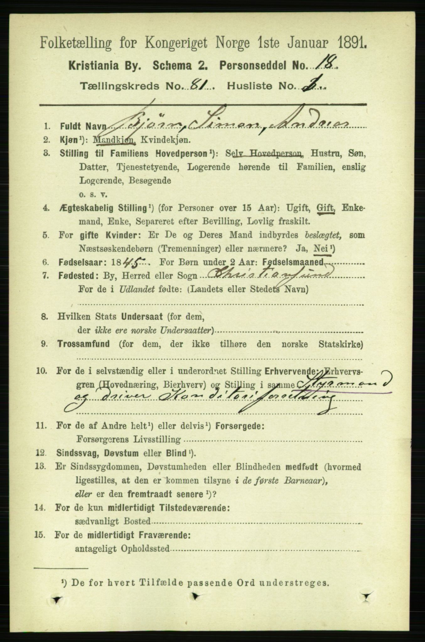 RA, 1891 census for 0301 Kristiania, 1891, p. 41542