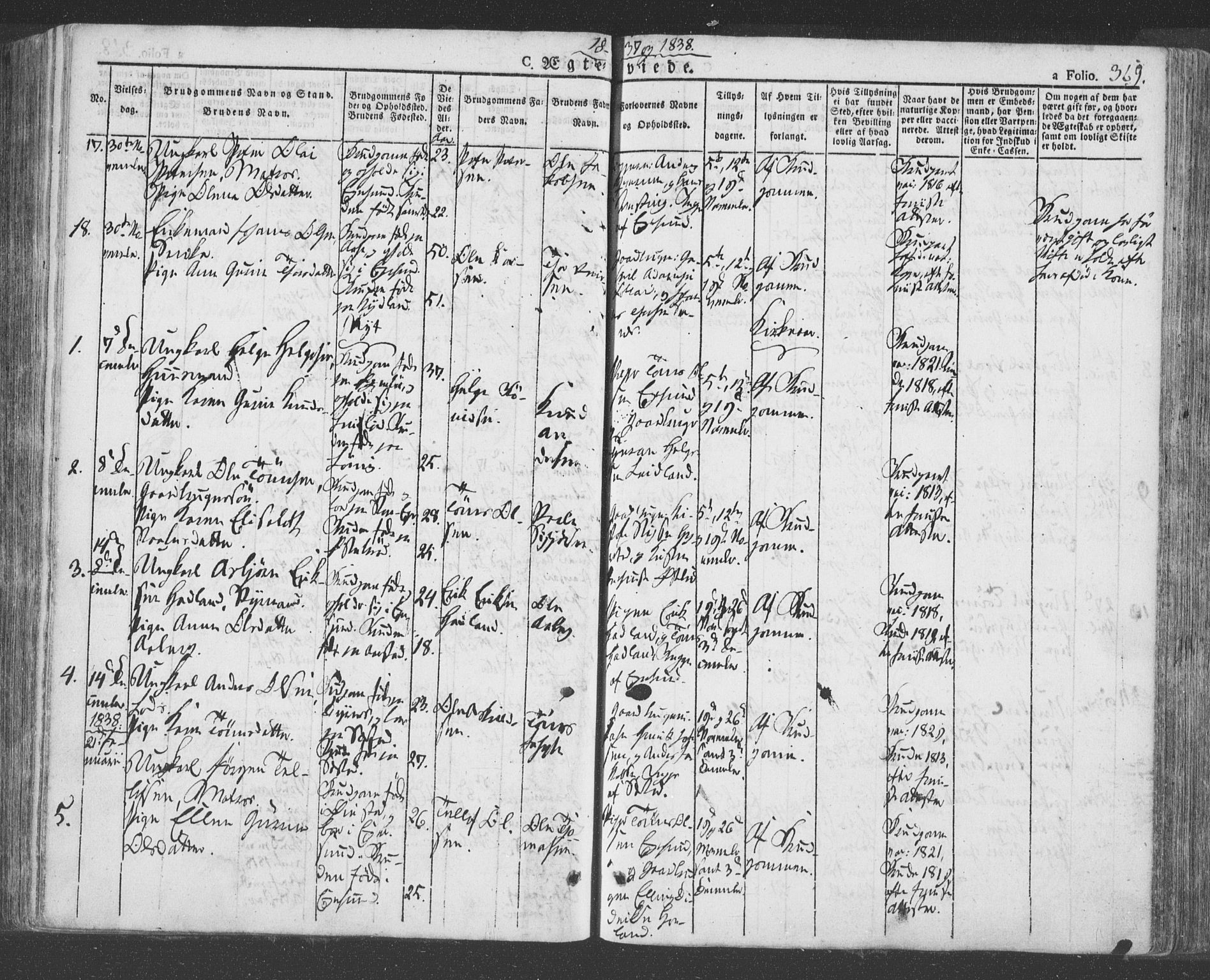 Eigersund sokneprestkontor, SAST/A-101807/S08/L0009: Parish register (official) no. A 9, 1827-1850, p. 369