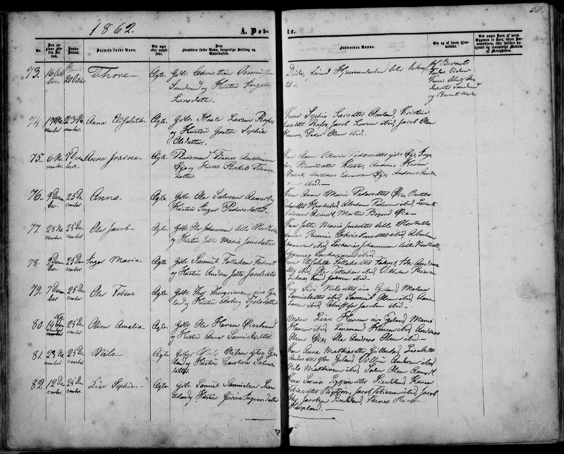Kvinesdal sokneprestkontor, SAK/1111-0026/F/Fa/Fab/L0006: Parish register (official) no. A 6, 1857-1869, p. 50