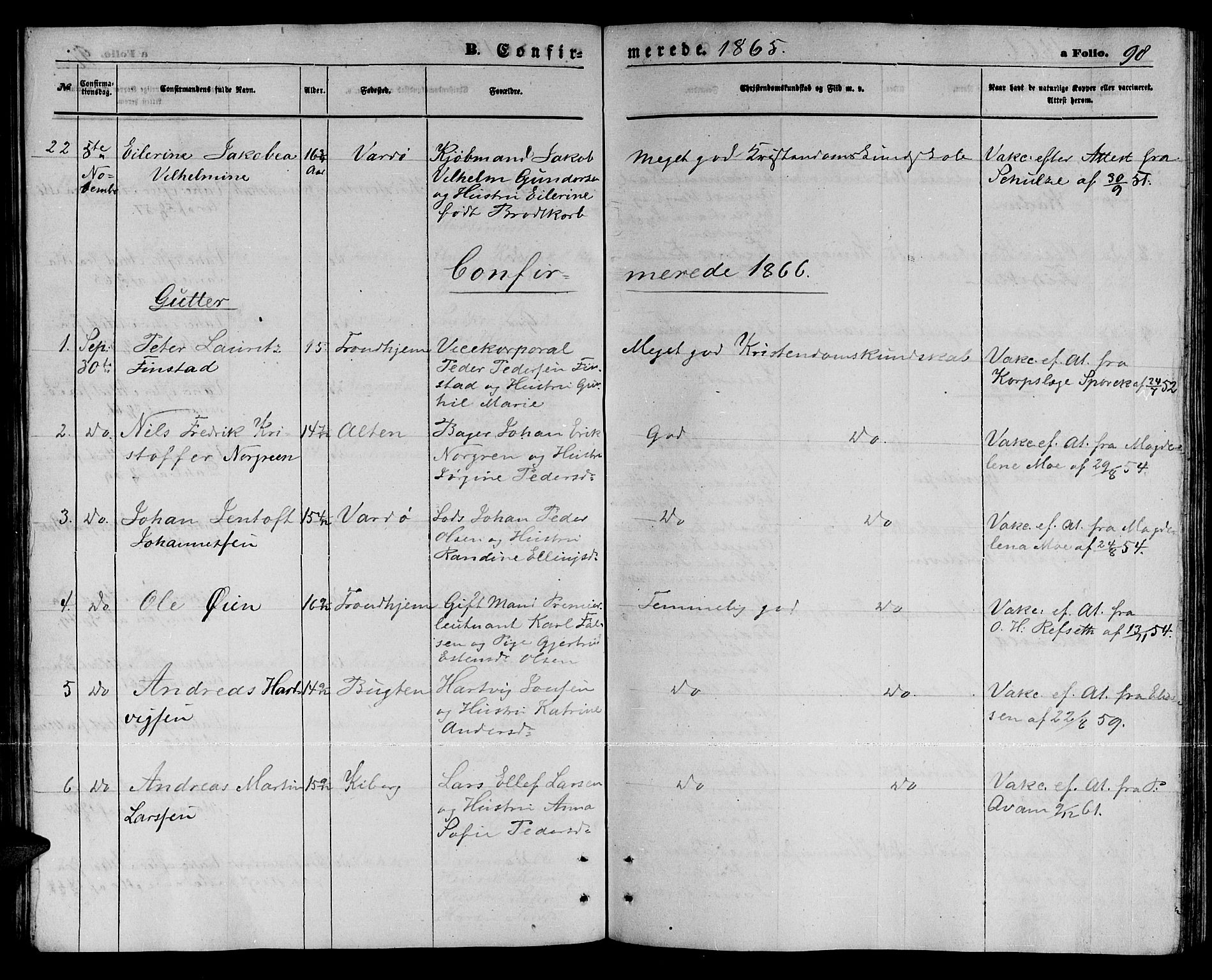Vardø sokneprestkontor, SATØ/S-1332/H/Hb/L0002klokker: Parish register (copy) no. 2, 1861-1870, p. 98