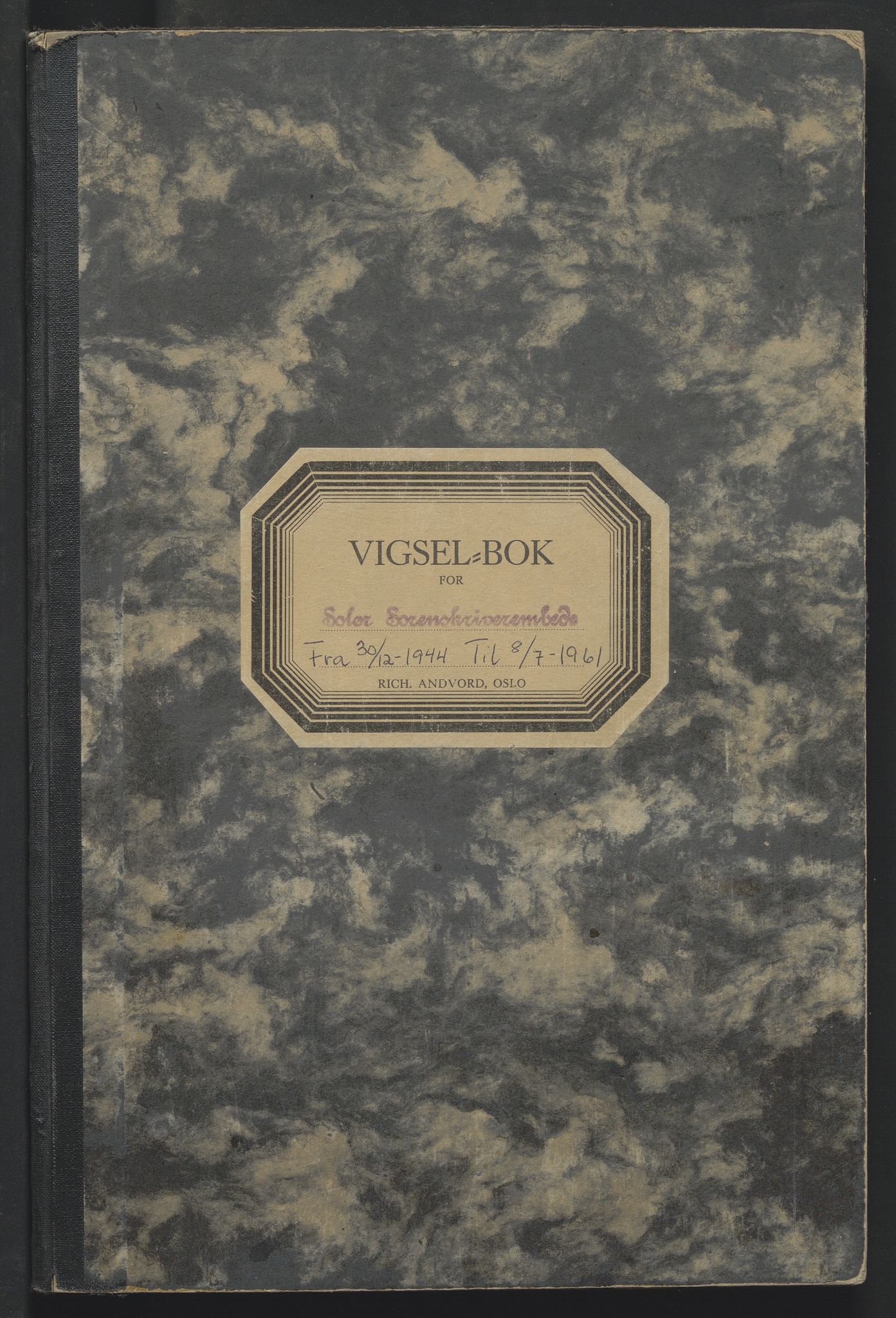 Solør tingrett, AV/SAH-TING-008/L/Lb/L0003/0001: Vigselprotokoll / Vigselprotokoll, 1944-1961